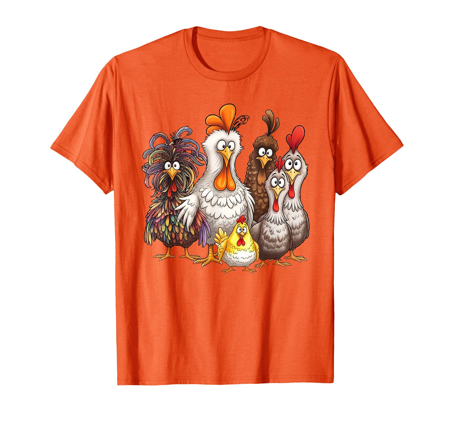 Funny Colorful Chicken Family Thanksgiving Cartoon Design T-Shirt