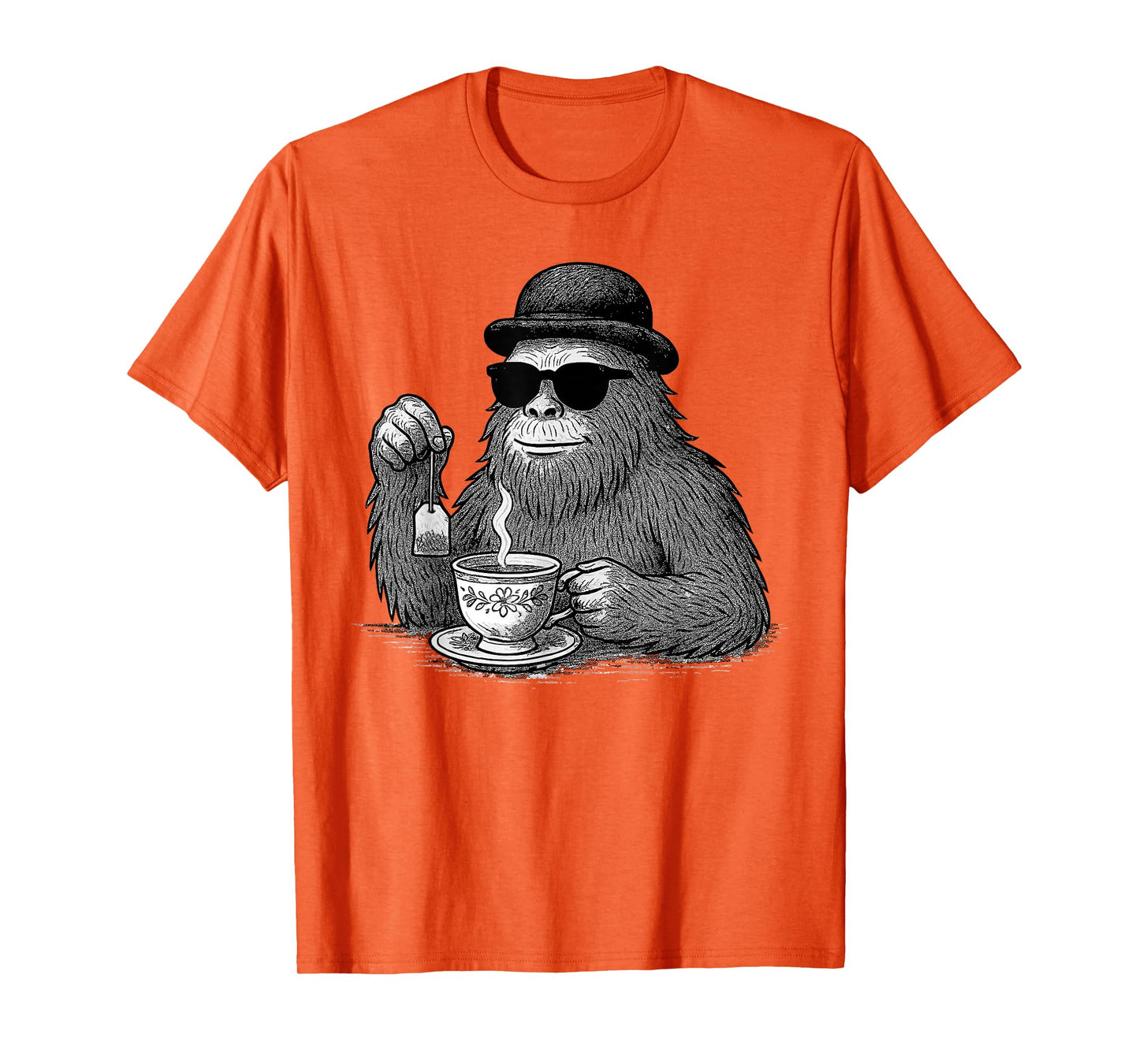 Tea | Cool Bigfoot with Sunglasses & Teacup, Funny Tea T-Shirt