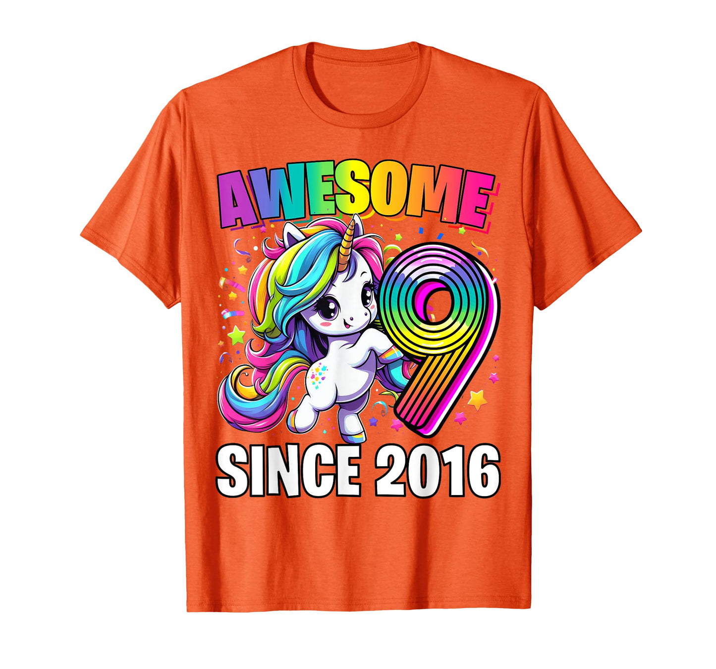 Unicorn 9th Birthday 9 Year Old Unicorn Party Girls Outfit T-Shirt