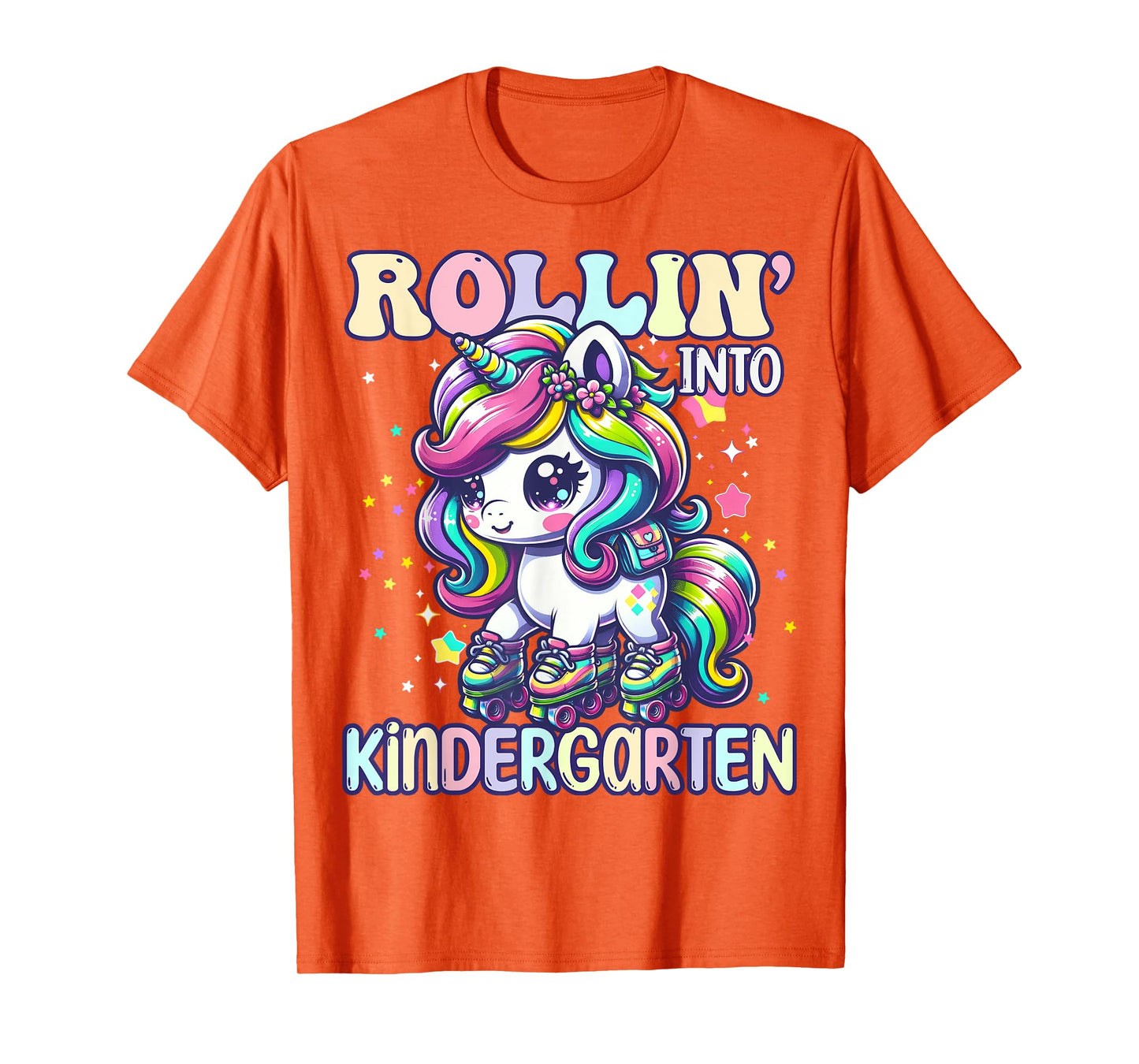 Kindergarten Back To School First Day Girls Rollin Unicorn T-Shirt