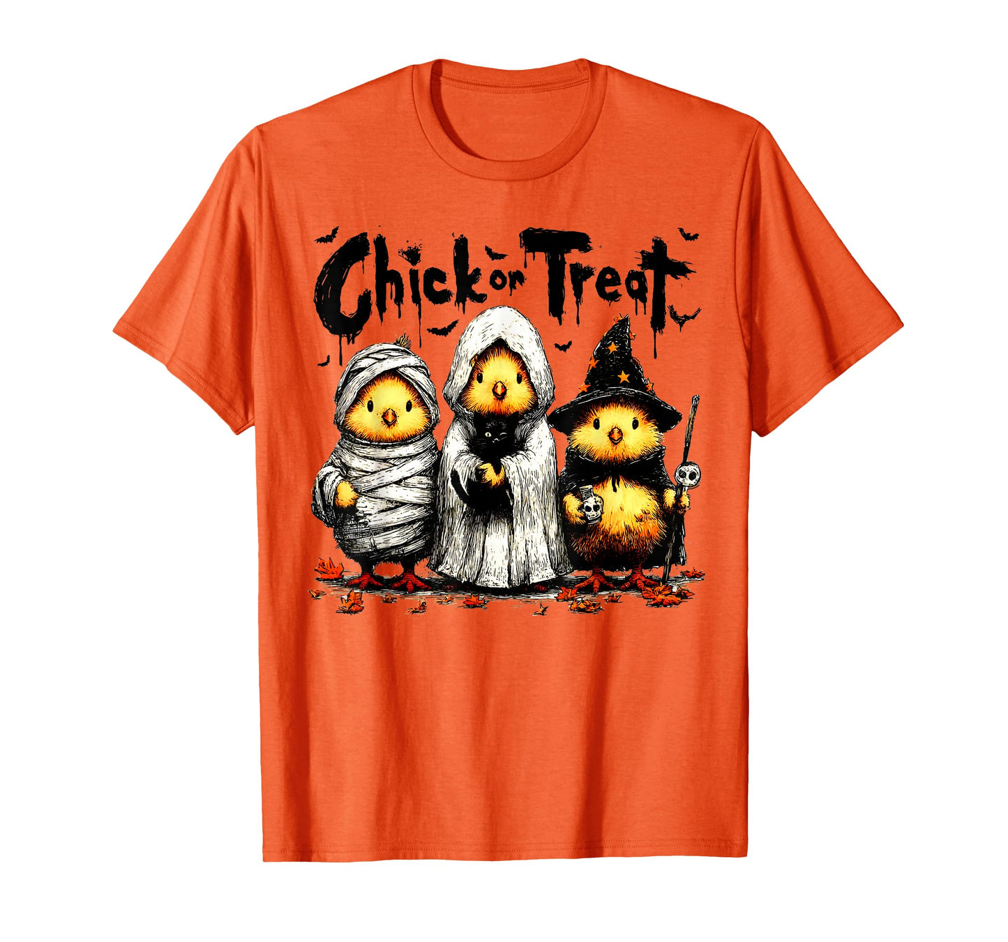 Horror Funny Chick Or Treat Chickens Ghost Witchy Halloween T-Shirt