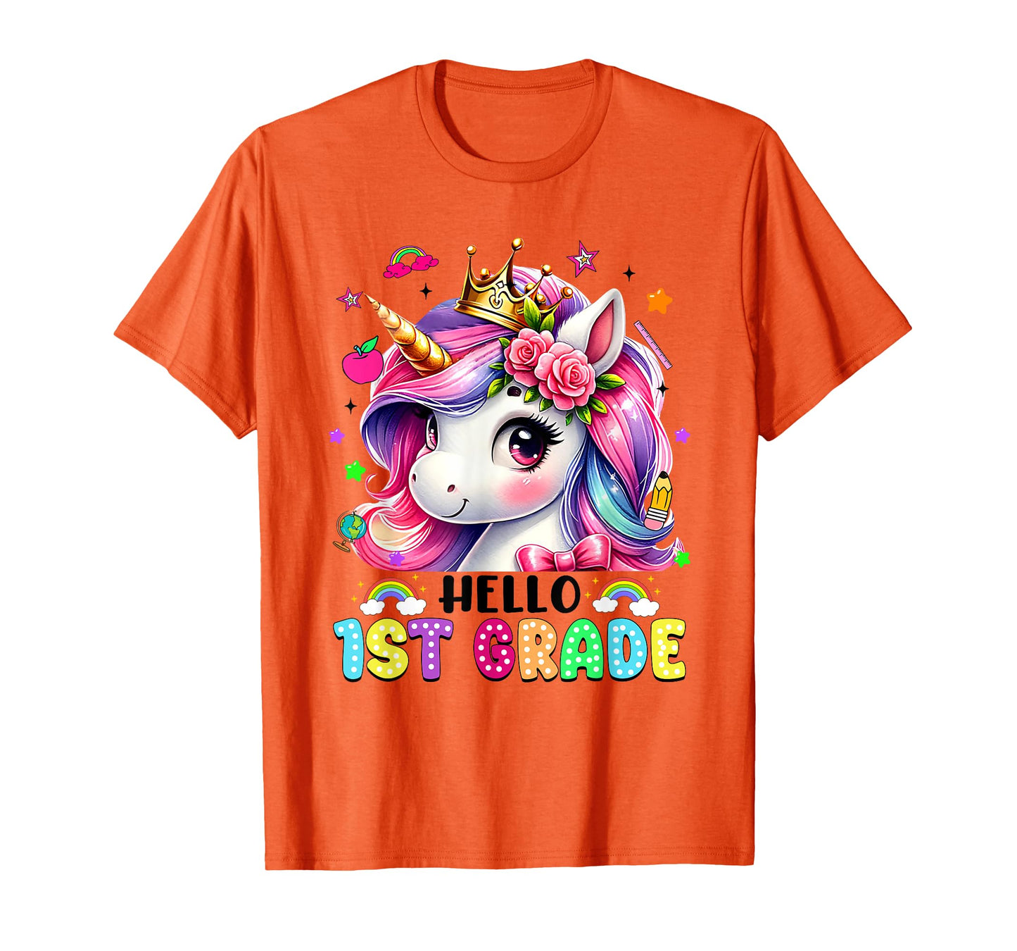 Hello 1st Grade Unicorn First Day Of School Outfits Girls T-Shirt