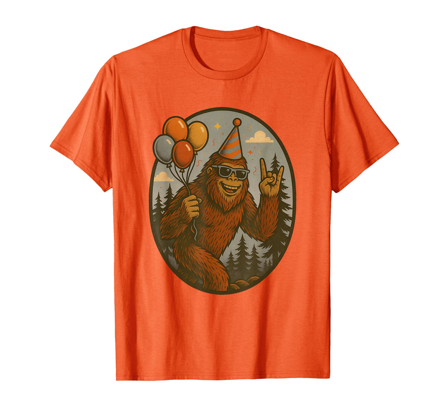 Bigfoot Party Vibes Birthday Balloons Forest Fun T-Shirt