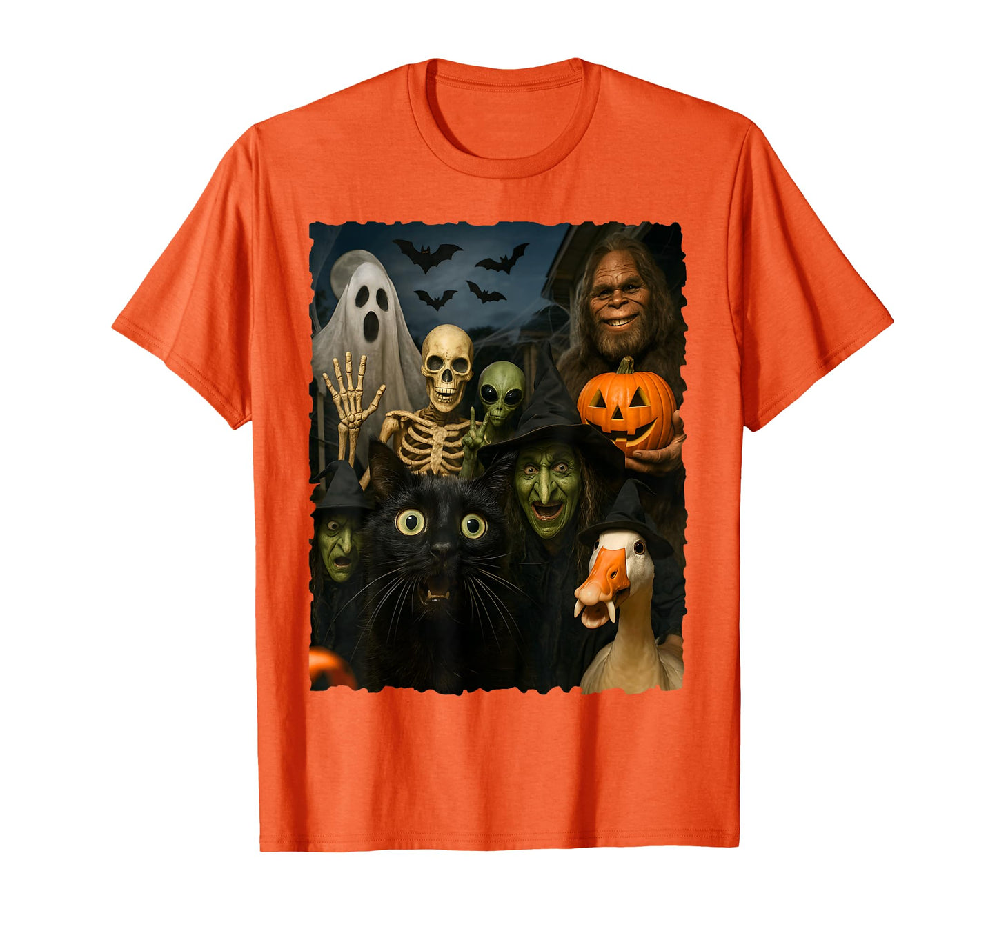 Ghost Bats Goose Bigfoot Alien Funny Cat Skeleton Witch 2025 T-Shirt