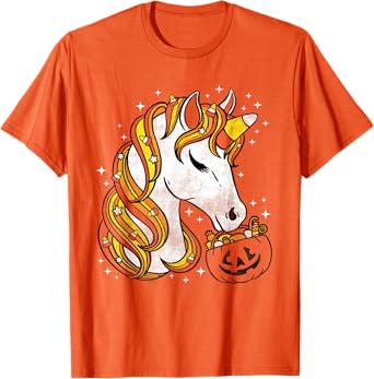 Cute Candy Corn Unicorn Halloween Top T-Shirt