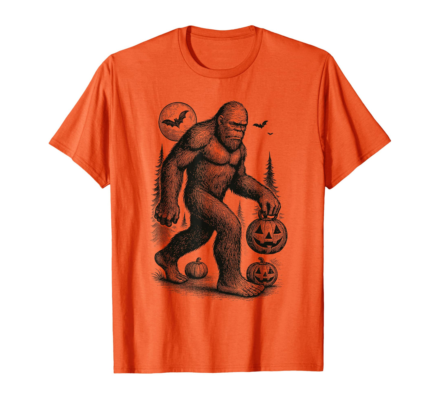Halloween Bigfoot Sasquatch in The Forest Jack-O-Lantern Men T-Shirt