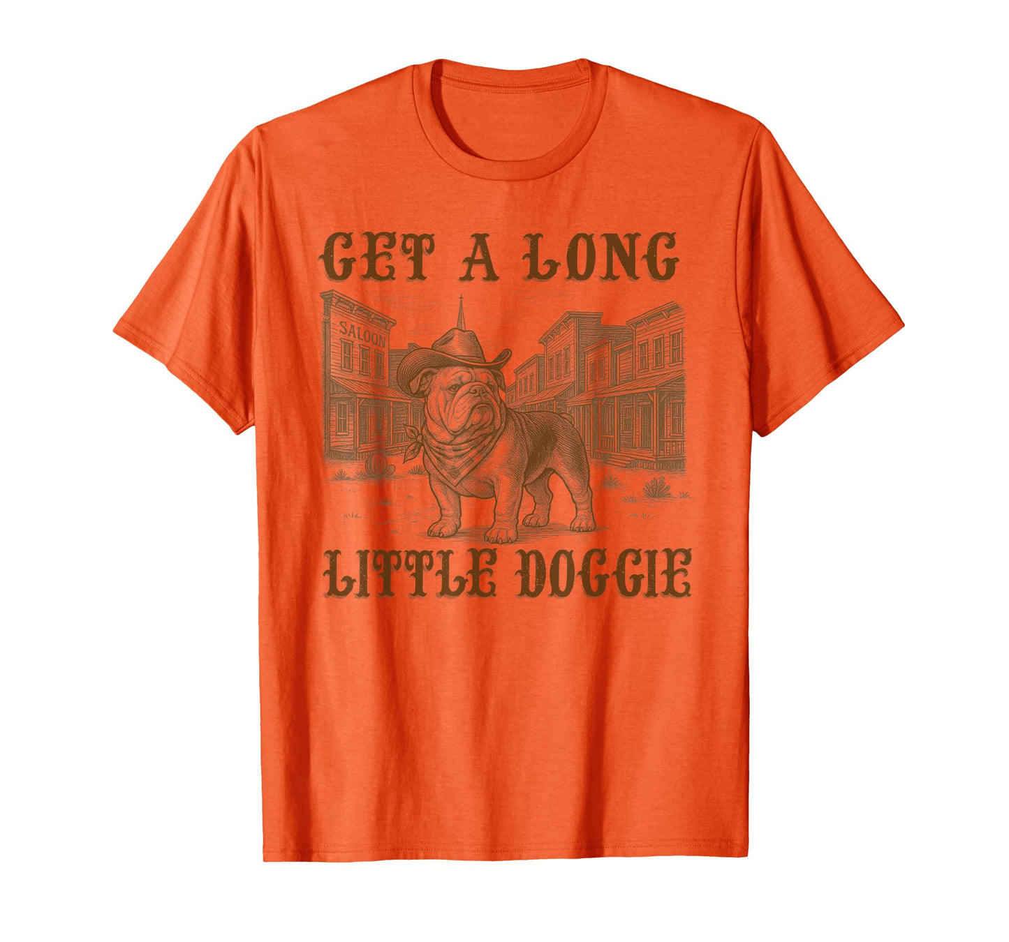 English Bulldog Dog Mom Dad Get A Long Little Doggie Western T-Shirt