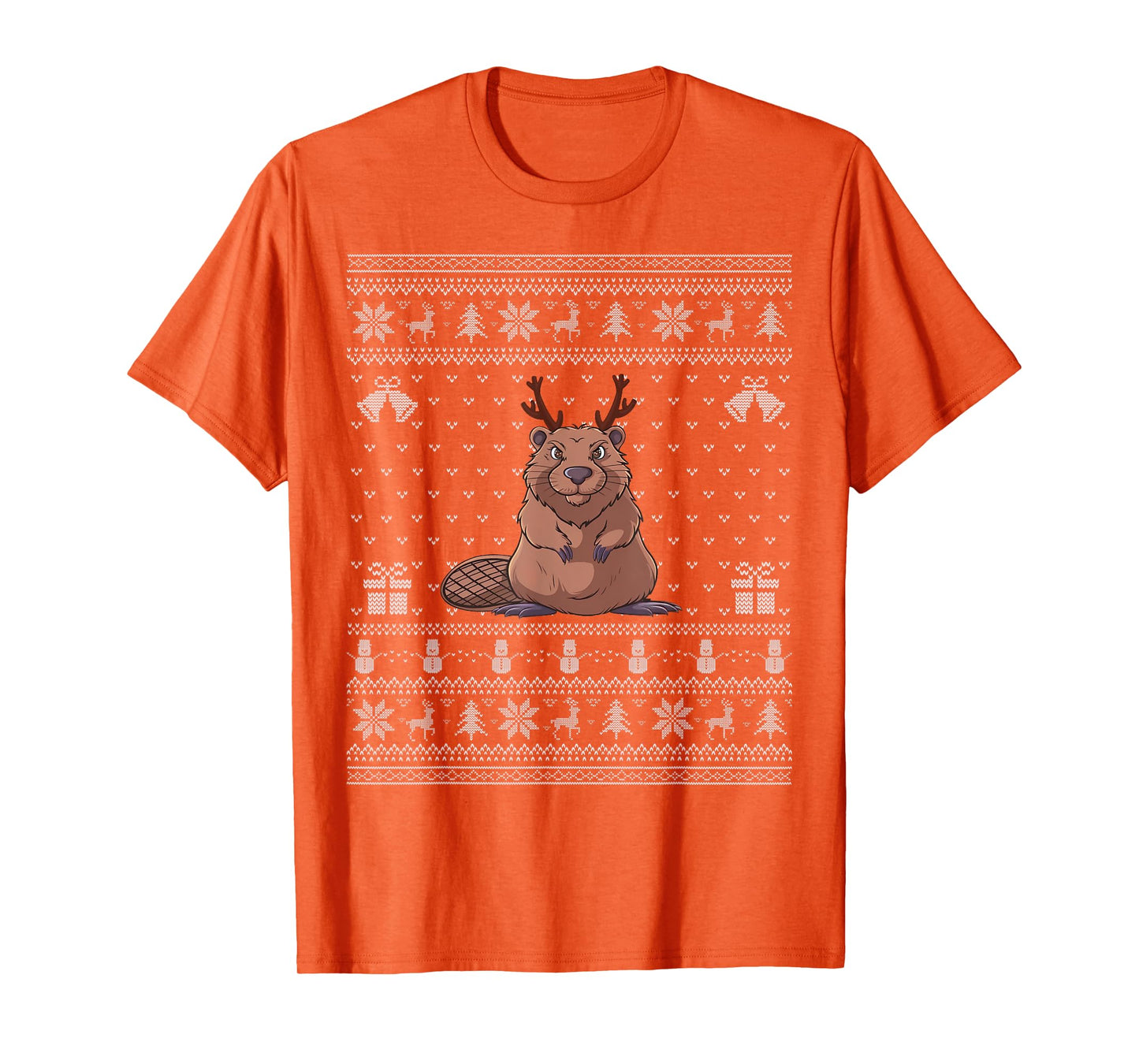 Ugly Xmas Sweater Style Beaver Reindeer Christmas T-Shirt