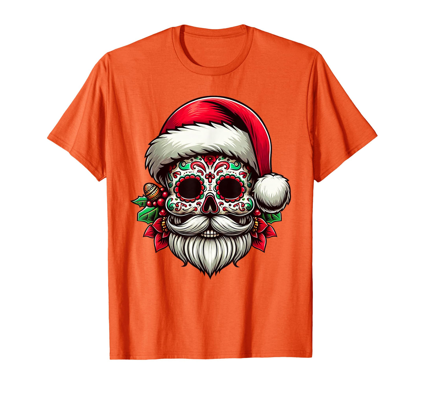 Sugar Skull Santa Mexico Calavera Xmas Dia De Los Muertos T-Shirt