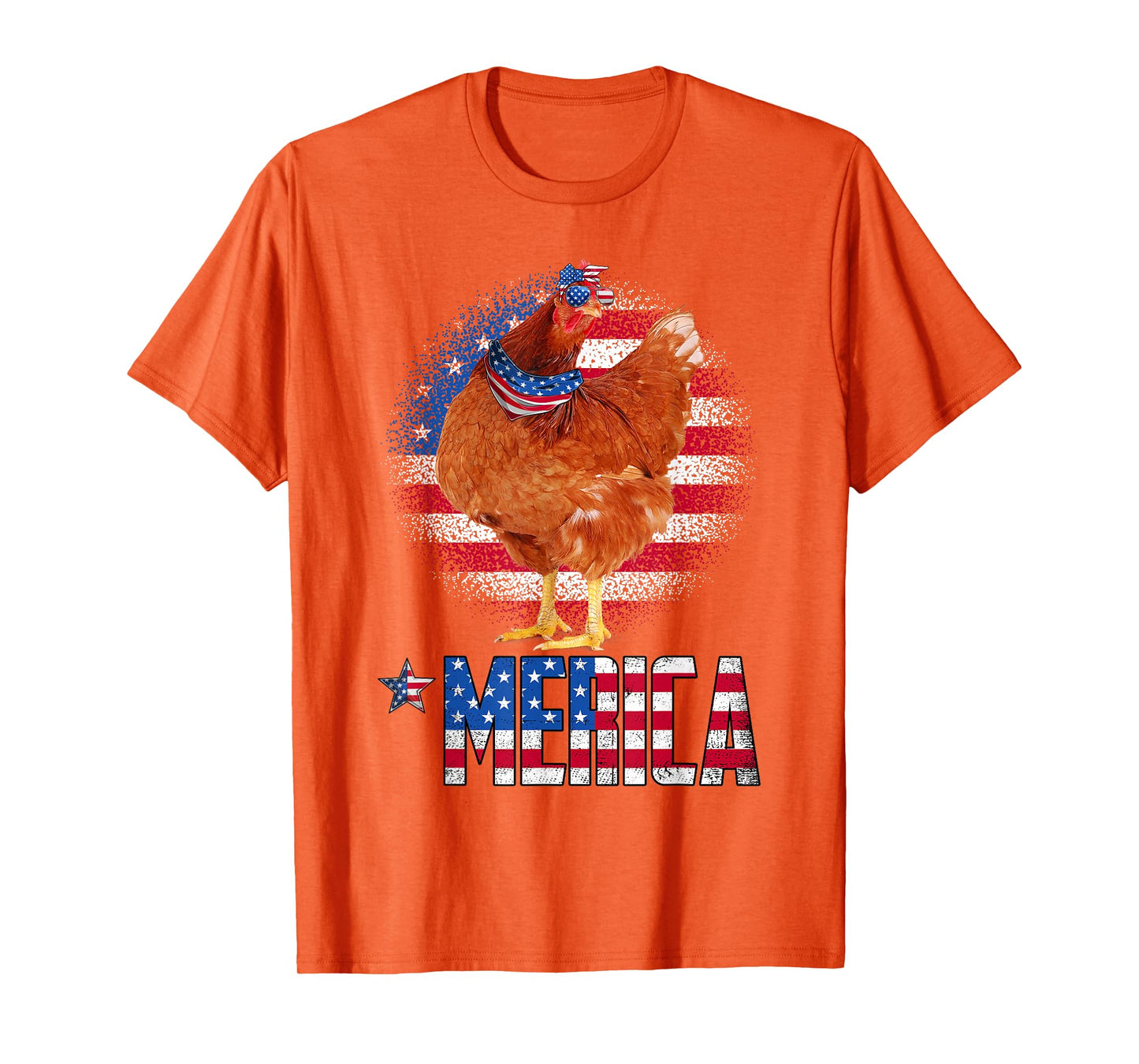 Retro Merica Chicken USA Flag Sunglasses & Bandana July 4th Women Kids Men T-Shirt