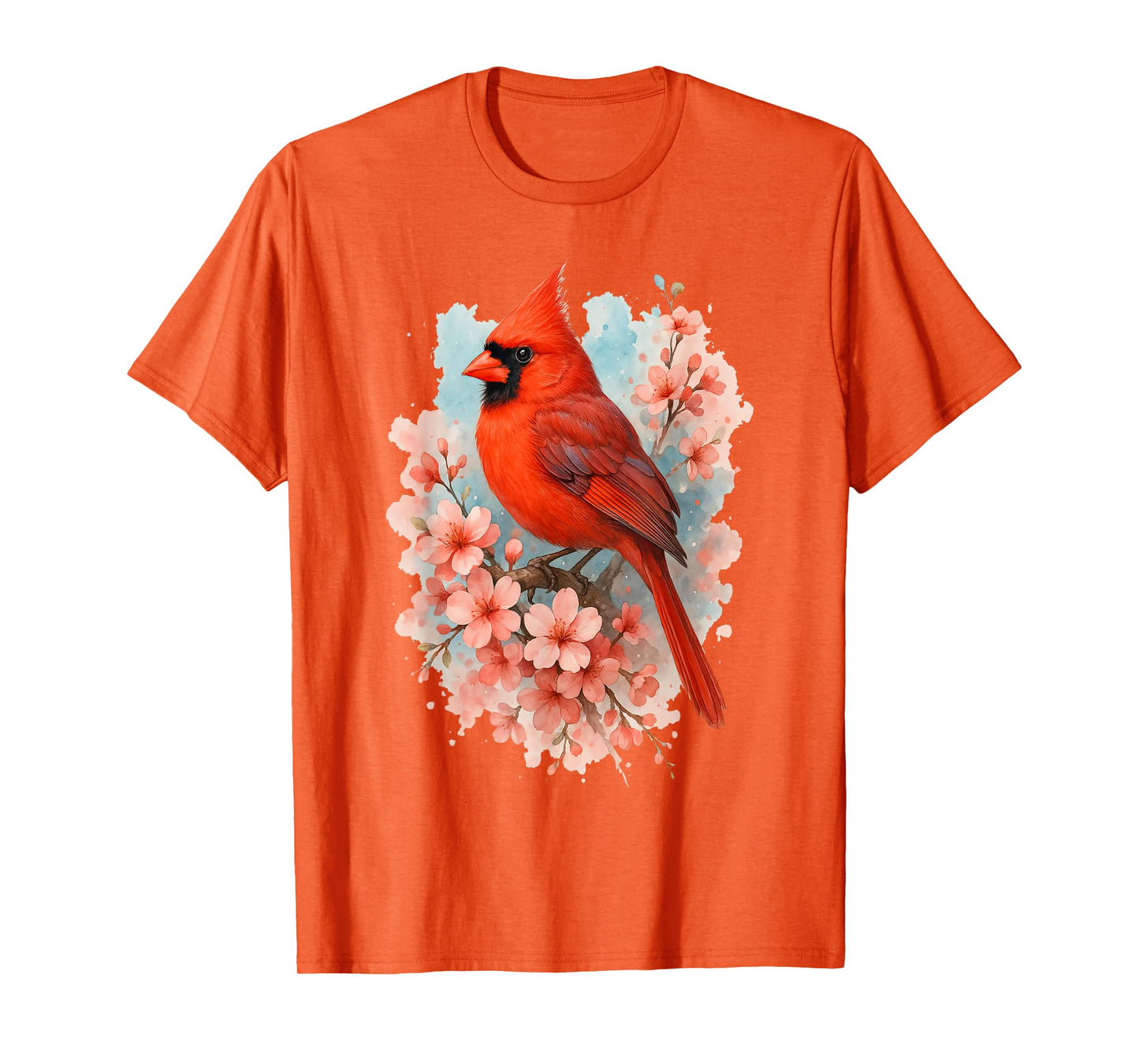 Watercolor Red Cardinal Floral Birdwatcher T-Shirt