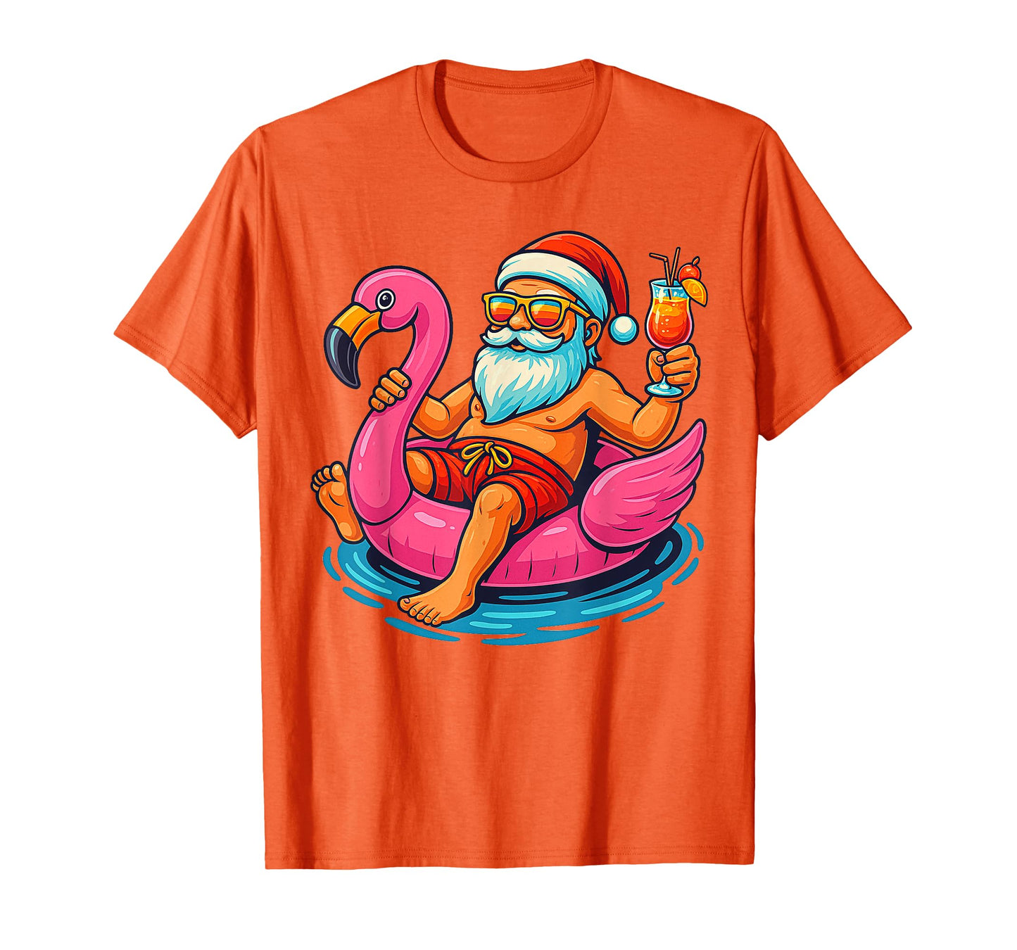 Christmas In July Shirt Boys Kids Santa Flamingo Summer Xmas T-Shirt