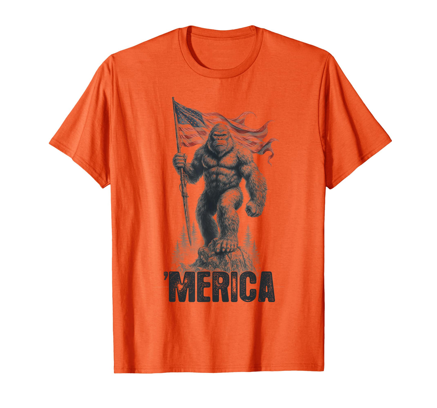 Patriotic Sasquatch American Flag - Legendary Bigfoot Merica T-Shirt