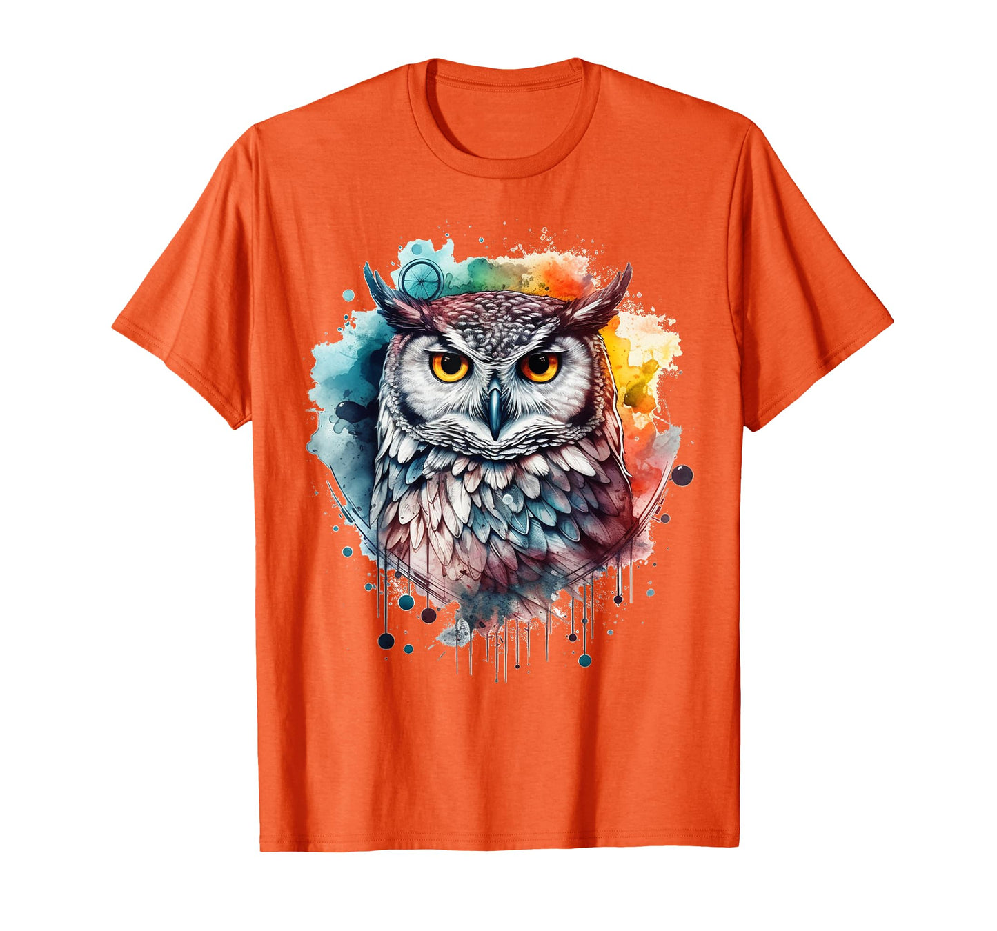 Owl artwork, colourful animal lovers, bird art, animal owl T-Shirt
