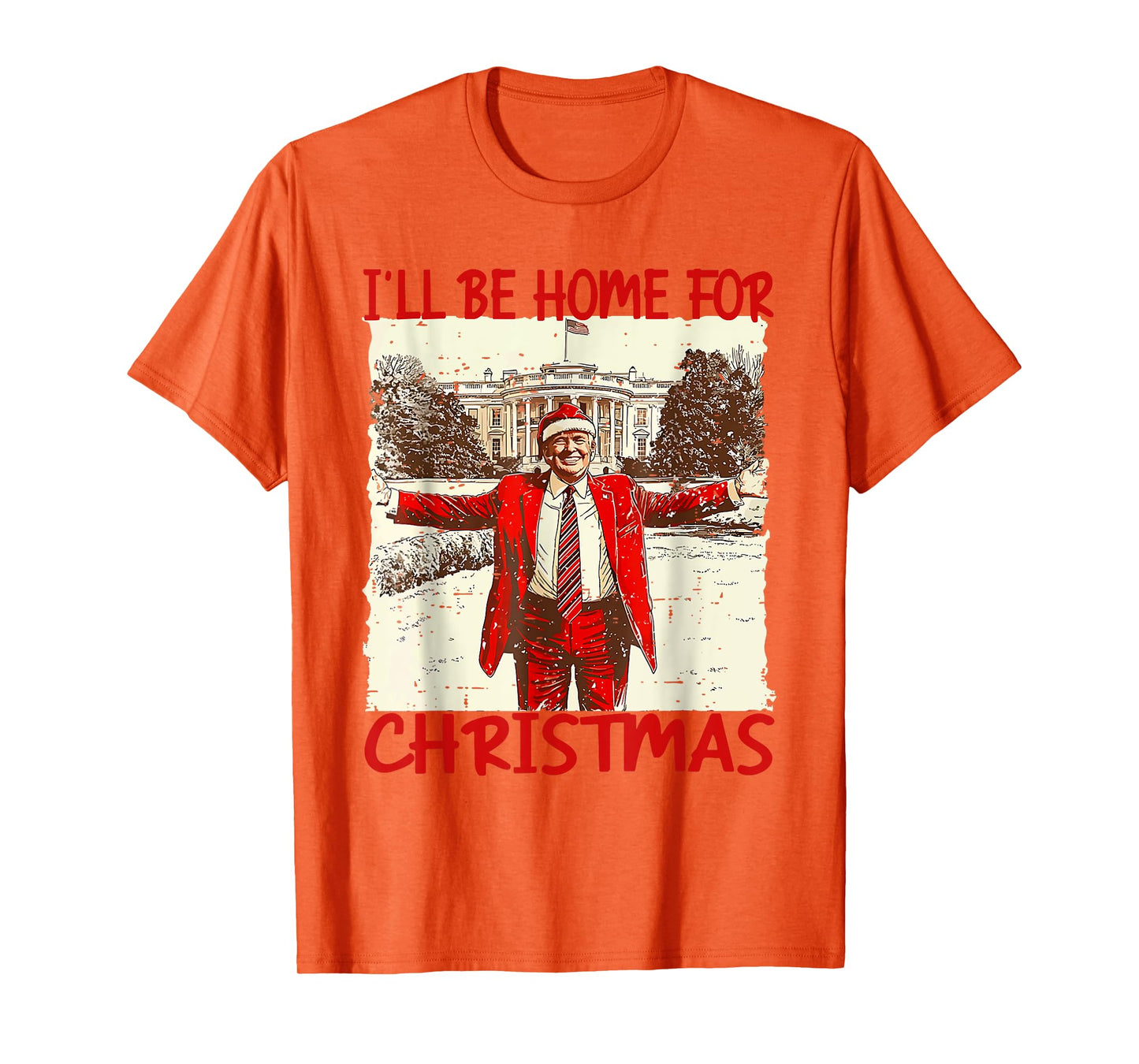 I'll Be Home For Christmas Santa Funny Trump Xmas T-Shirt - Unisex-Adults, Kids - Grey - Small - Short Sleeve - T-Shirt - Novelty
