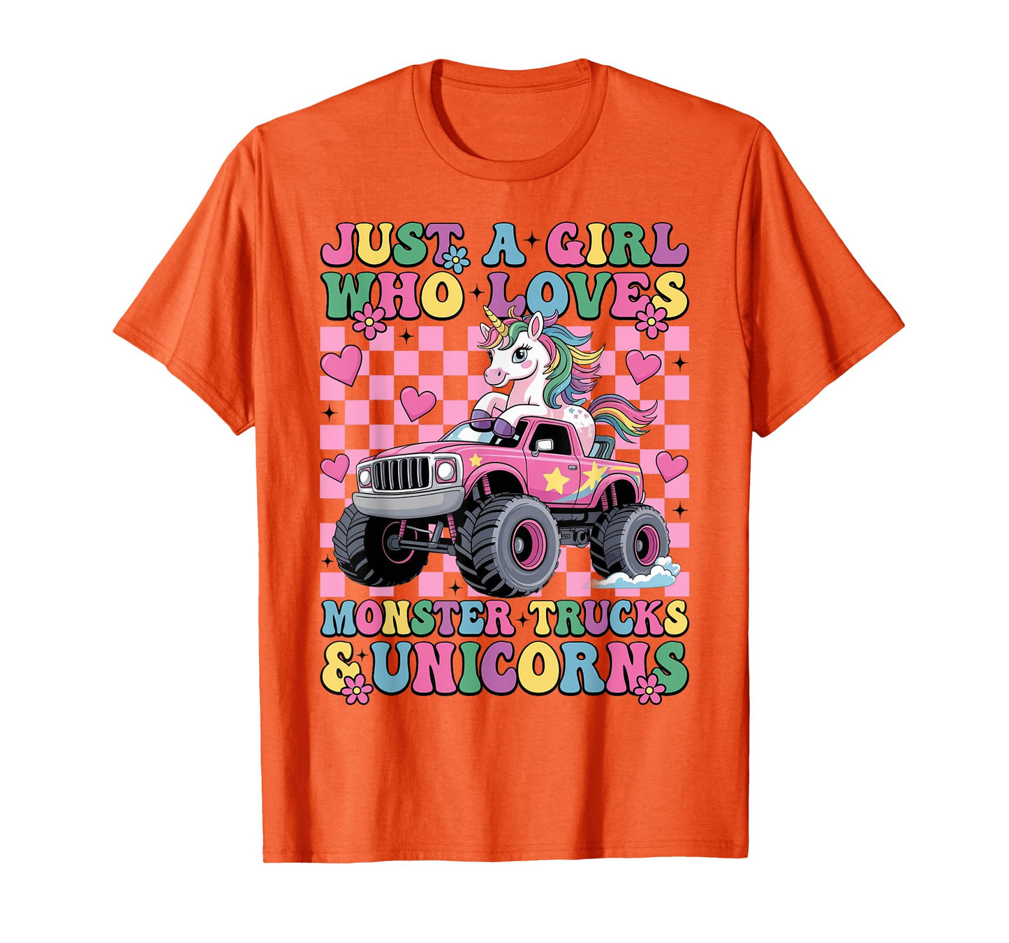 Just a Girl Who Loves Monster Trucks and Unicorns Girls T-Shirt
