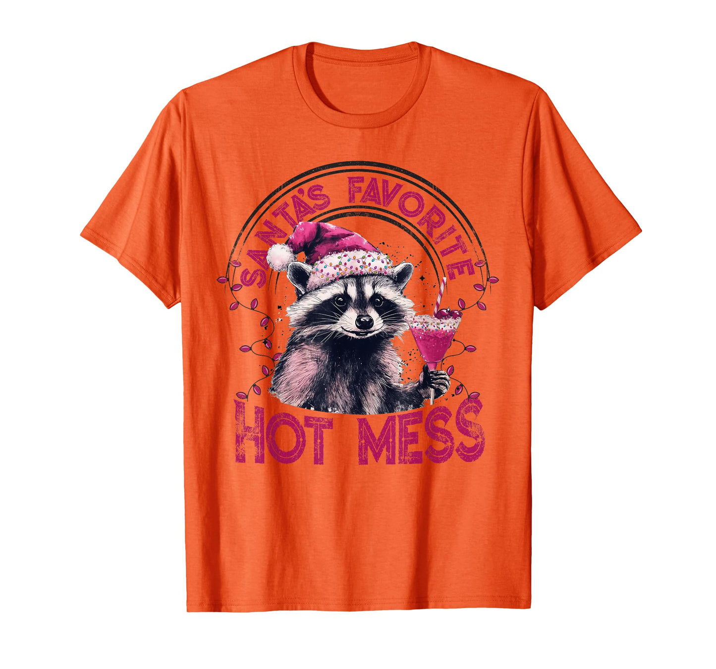 Santa's Favorite Hot Mess Christmas Funny Raccoon Lover Xmas T-Shirt