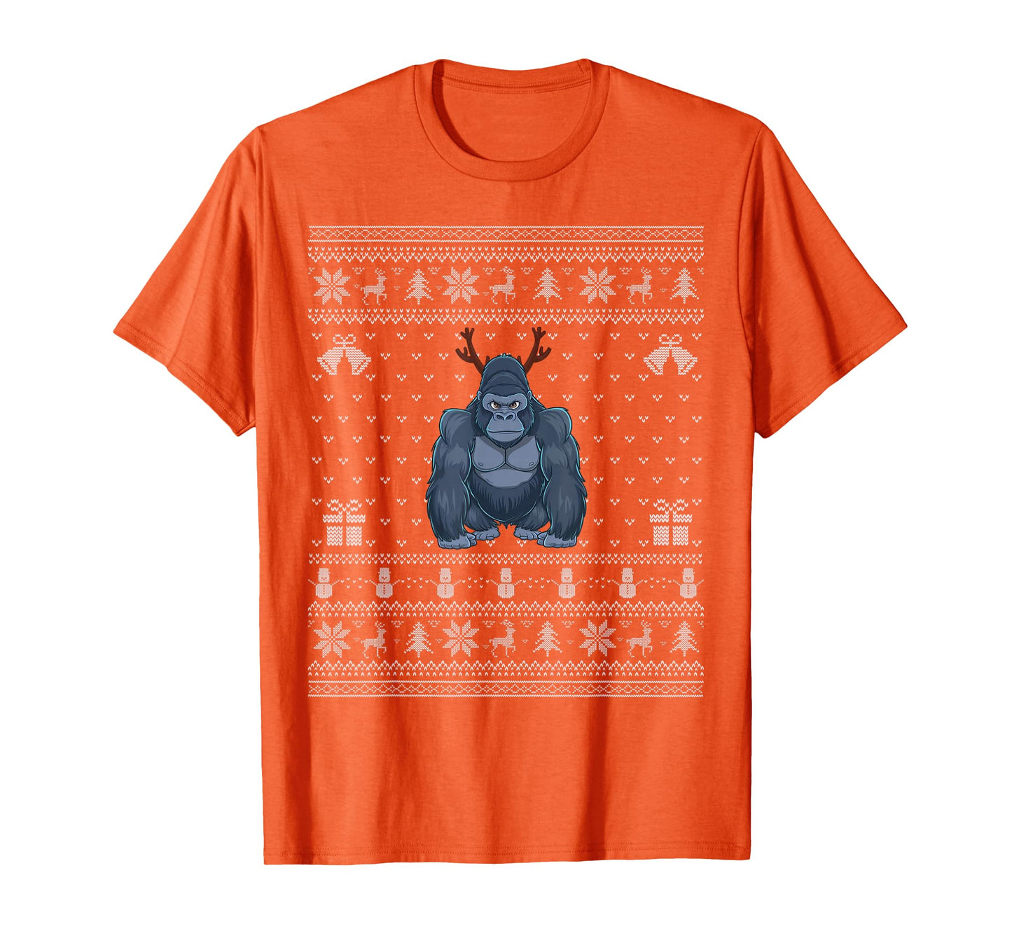Ugly Xmas Sweater Style Gorilla Reindeer Christmas T-Shirt