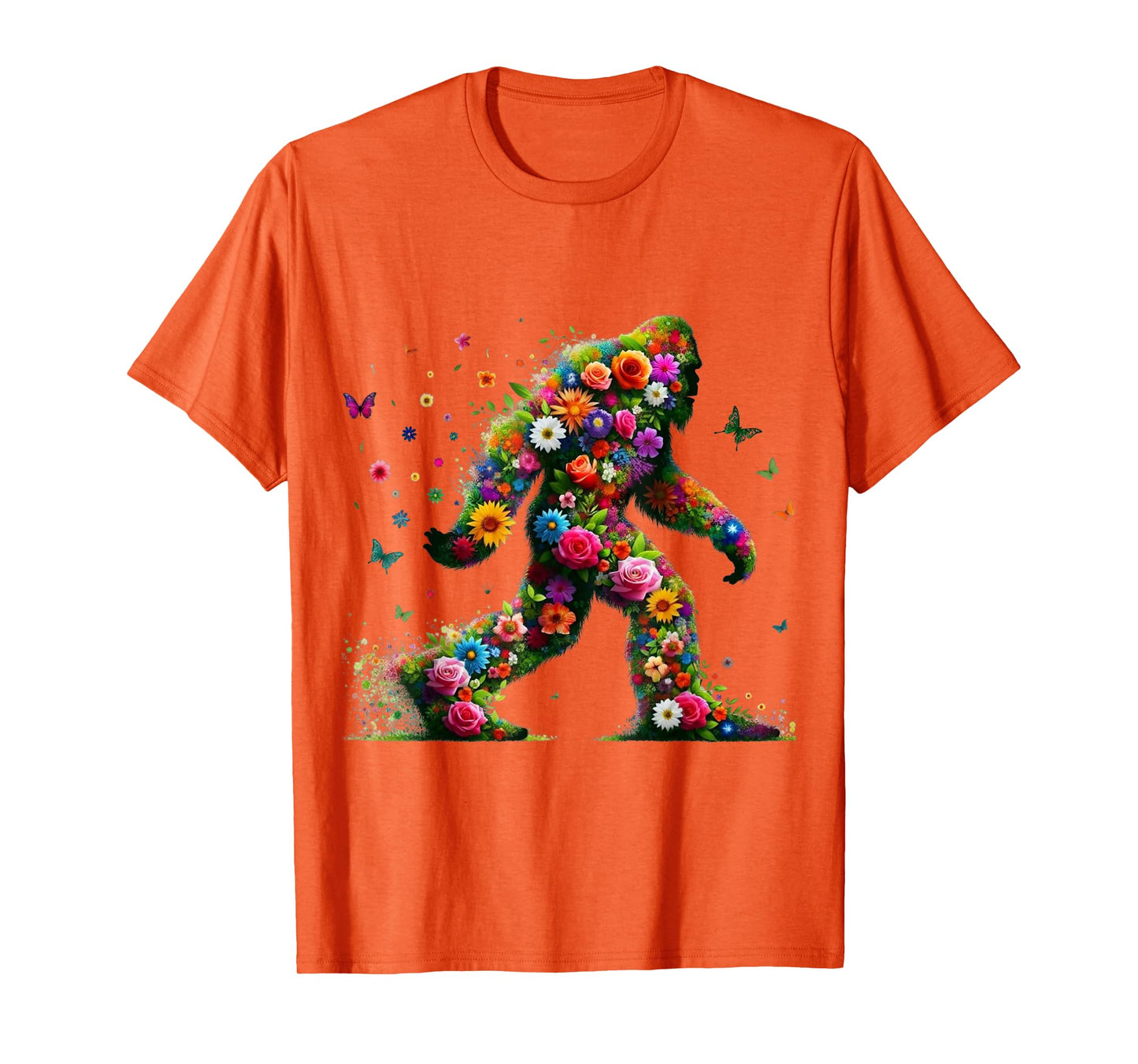Floral Bigfoot Colorful Flower Power Hippie Sasquatch Art T-Shirt