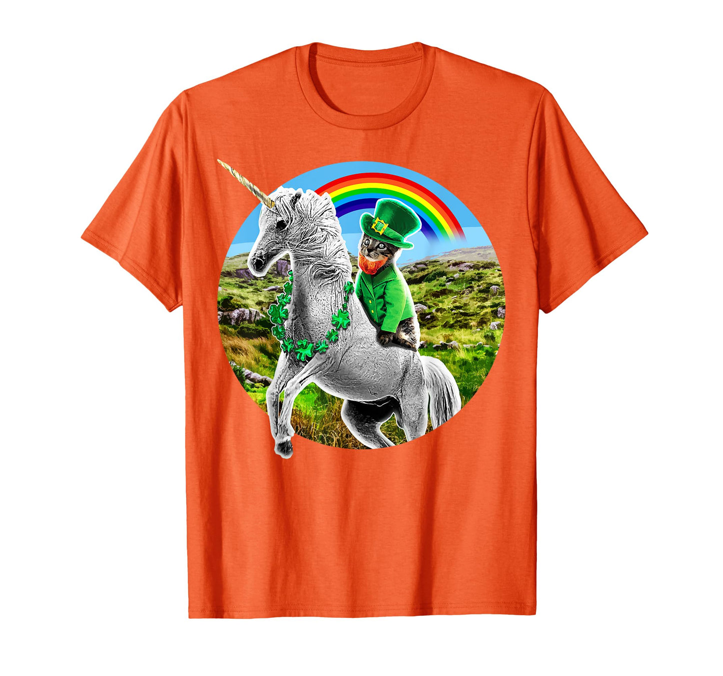 St. Patricks Day Unicorn Rainbow Leprechaun Cat Shirt Gift T-Shirt