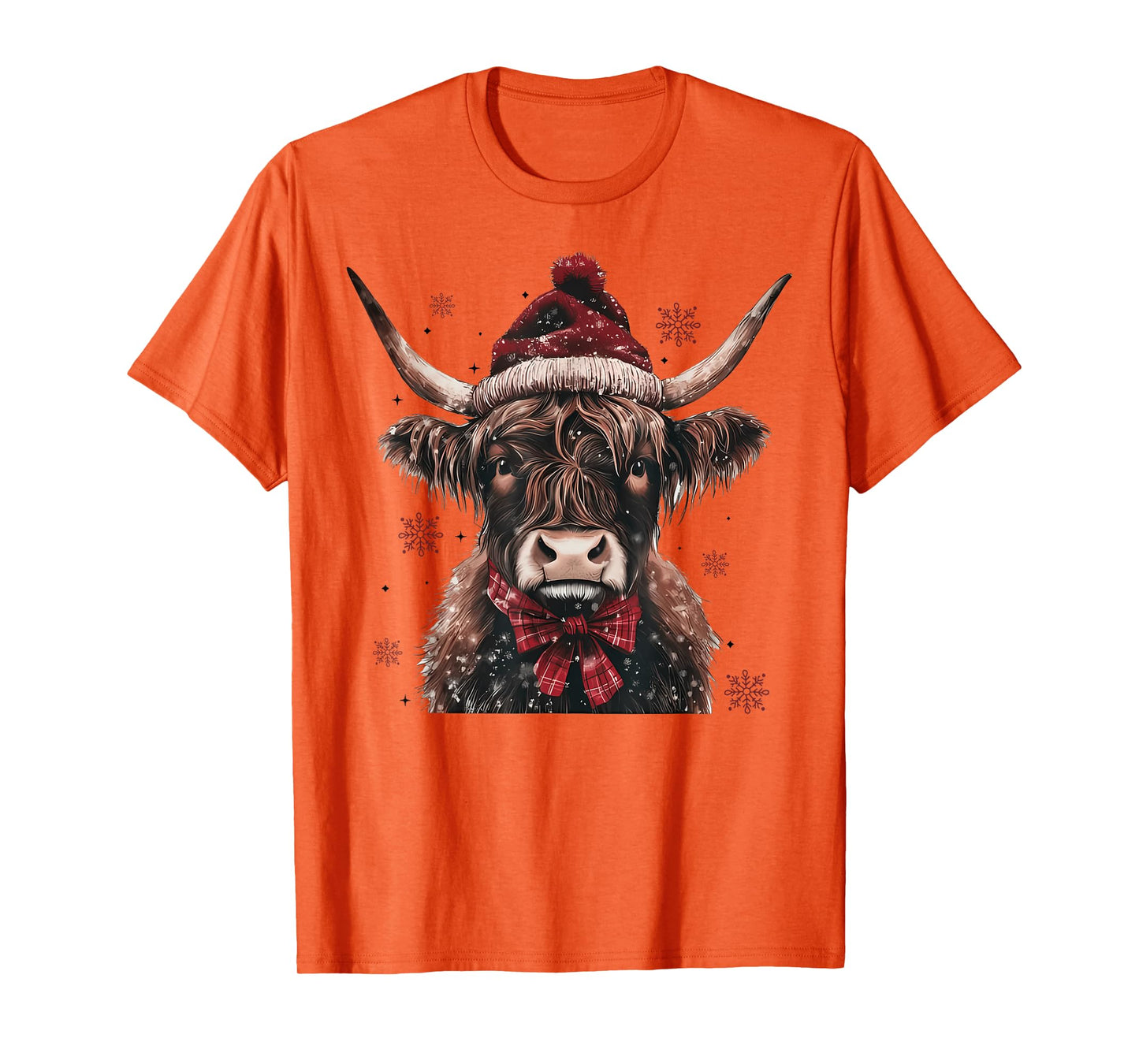 Mooey Christmas Western Highland Cow Lover Santa Hst Retro T-Shirt