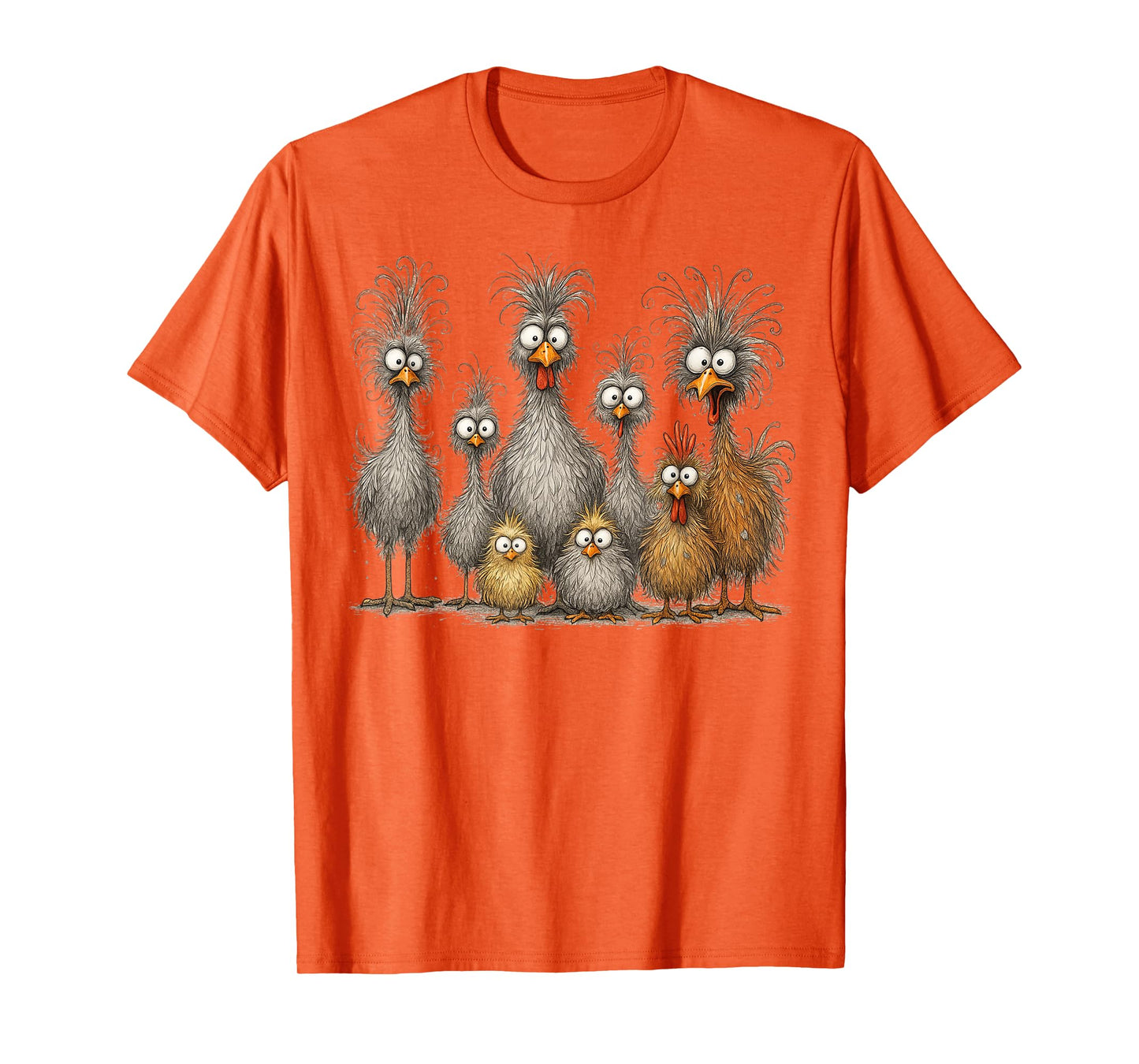 Eagerlys Colorful Funny Chicken Art, Crazy Chicken Family T-Shirt