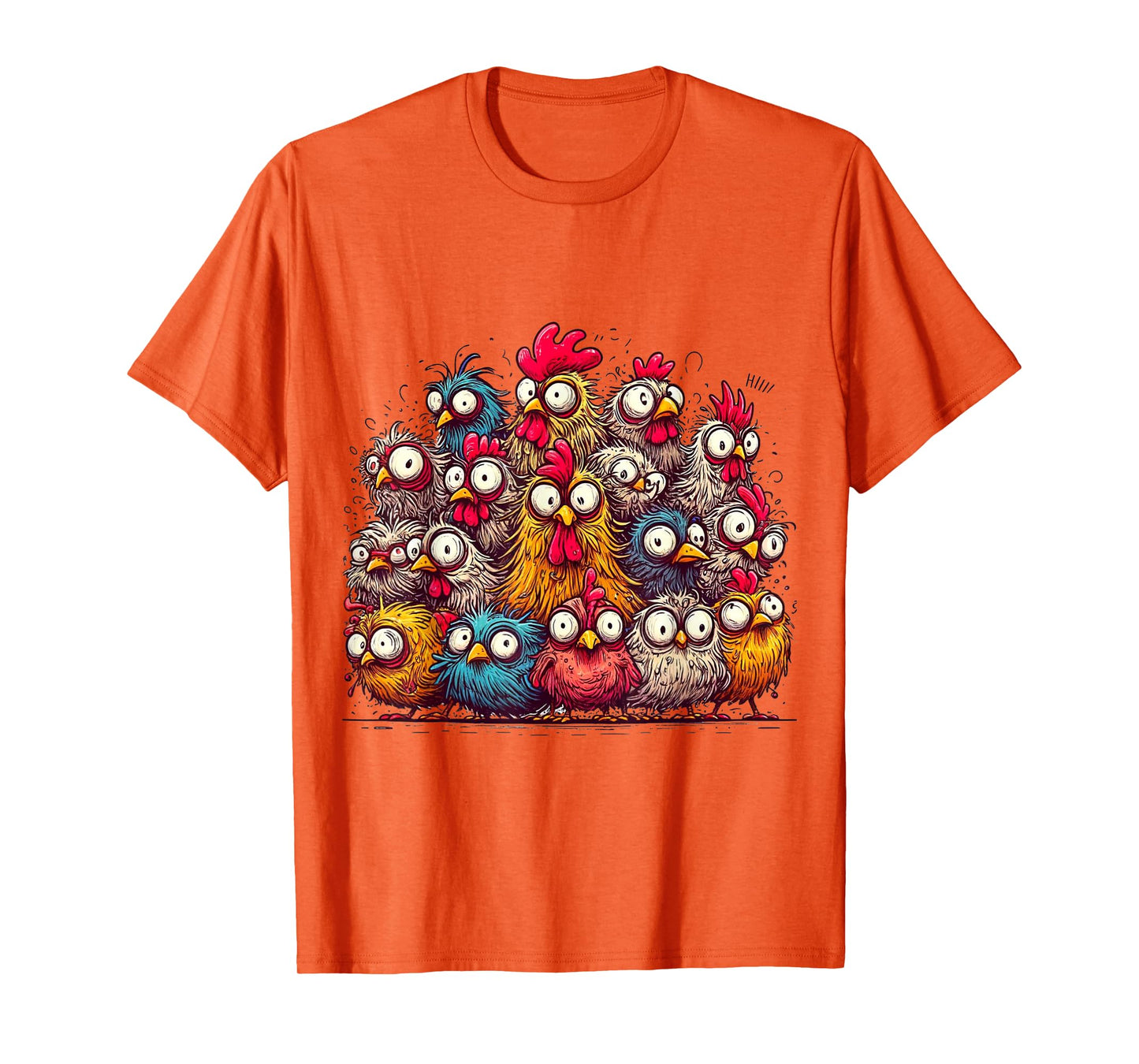 Eagerlys Colorful Funny Chicken Art, Crazy Chicken Family T-Shirt
