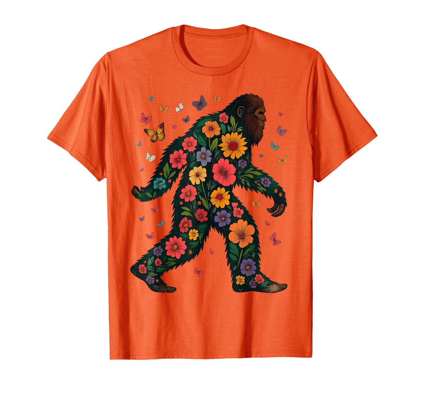 Floral Bigfoot Sasquatch Retro Colorful Flowers Gifts Funny T-Shirt