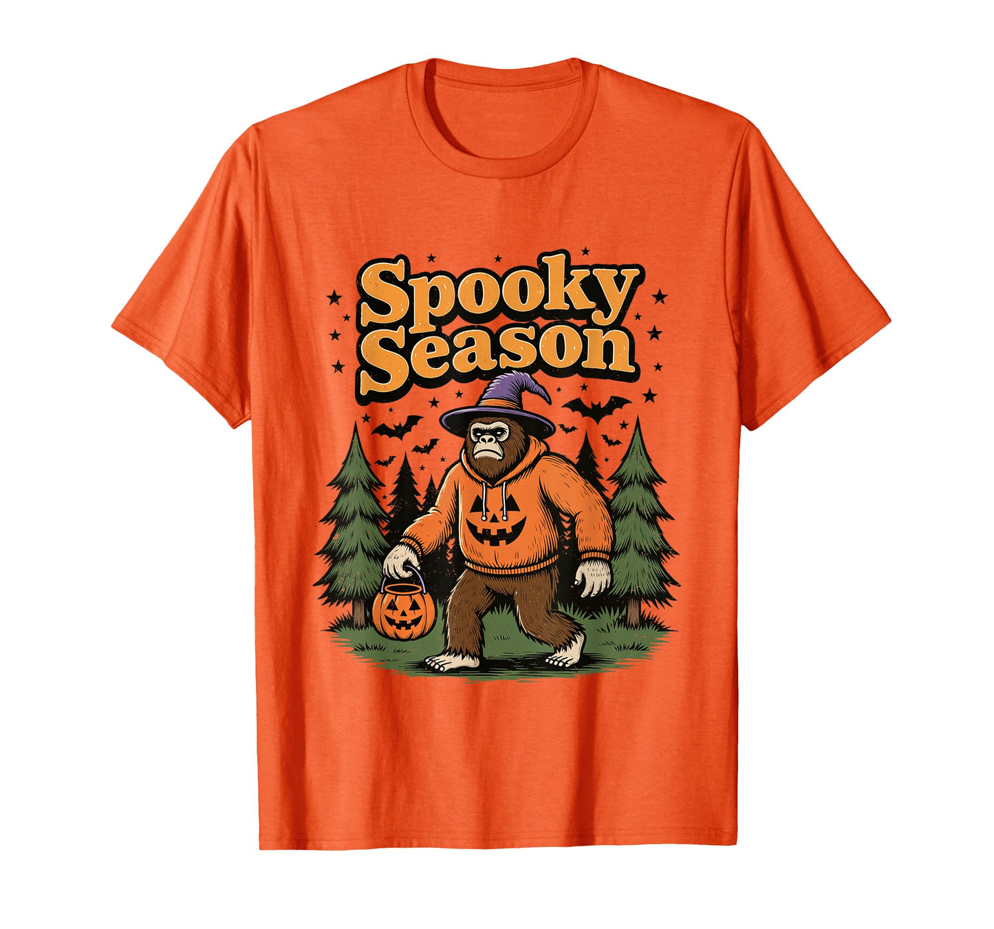 Spooky Season Halloween Bigfoot Sasquatch Fall Pumpkin T-Shirt
