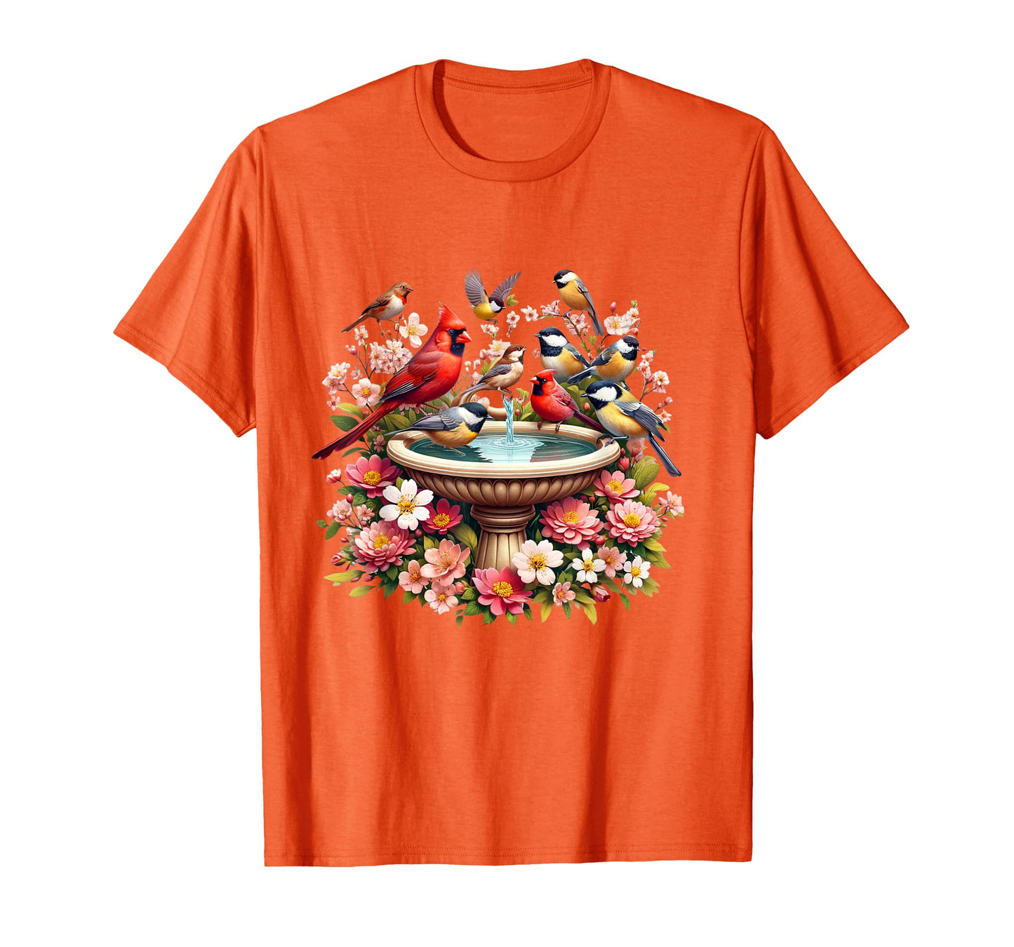 Cardinal & Chickadee Birds Spring Flowers T-Shirt