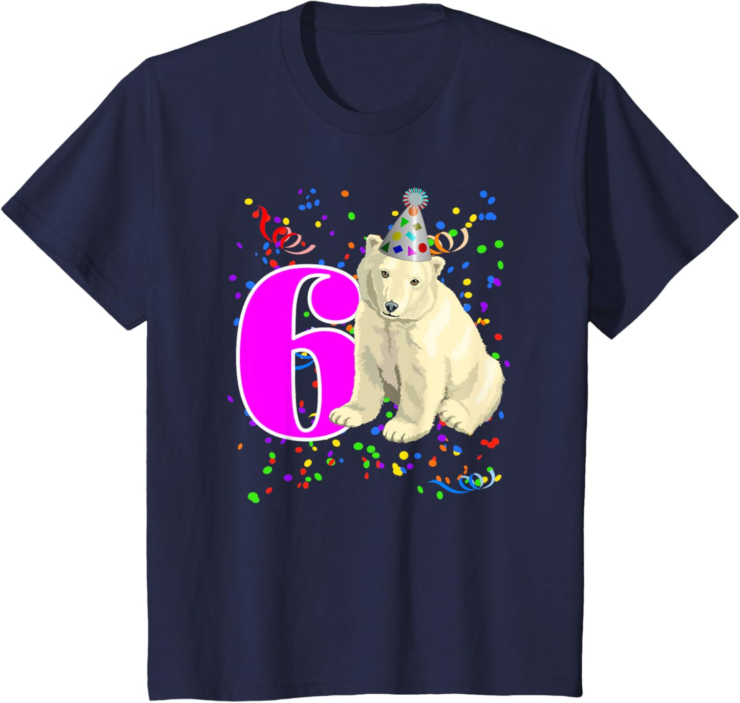 Polar Bear Birthday Shirt 6th Birthday Shirt for Girls Boys T-Shirt