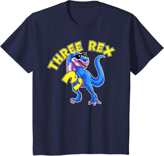 Three Rex 3rd Birthday Third Dinosaur 3 Year Old Funny T-Shirt