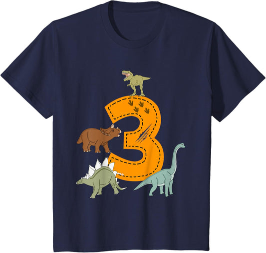 Kids 3rd Birthday T-Shirt Boys Dino Dinosaurs Birthday T-Shirt