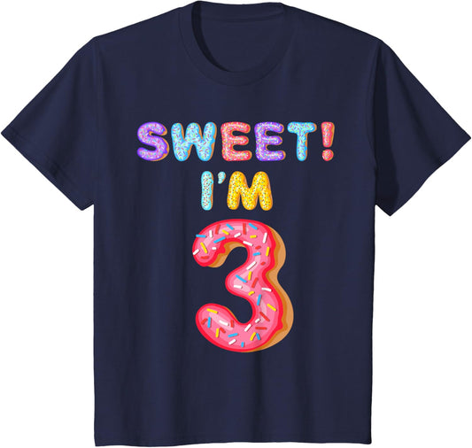 3rd Birthday Shirt For Girls - Sweet I'm 3 Donut T-Shirt