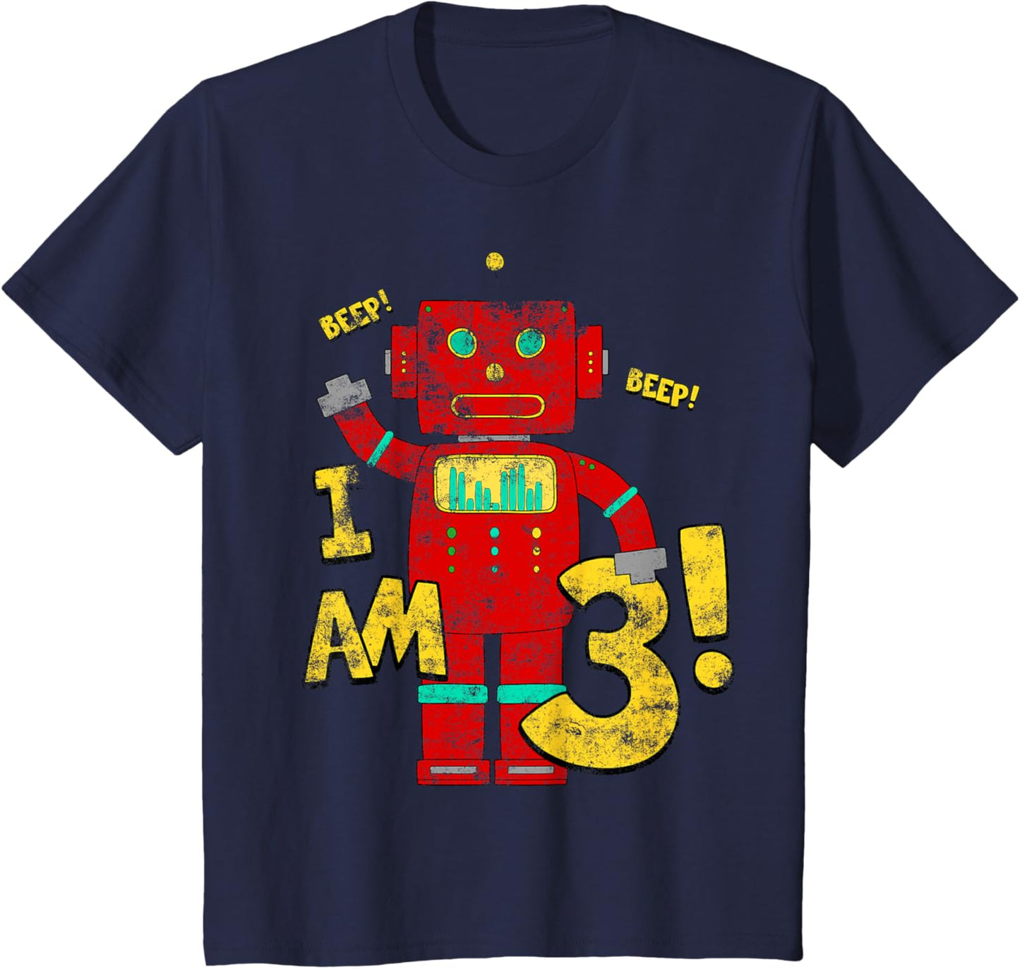 Kids 3rd Birthday T-Shirt. Boys 3 years Birthday Party Robot Tee T-Shirt