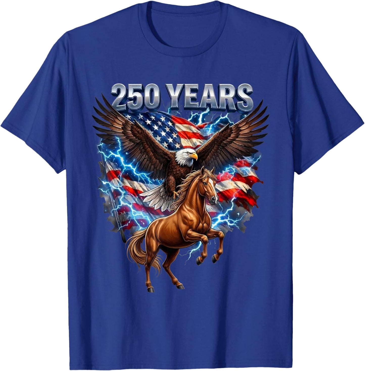USA 250th Anniversary Bald Eagle & Clydesdale Horse T-Shirt - T-Shirt | Royal