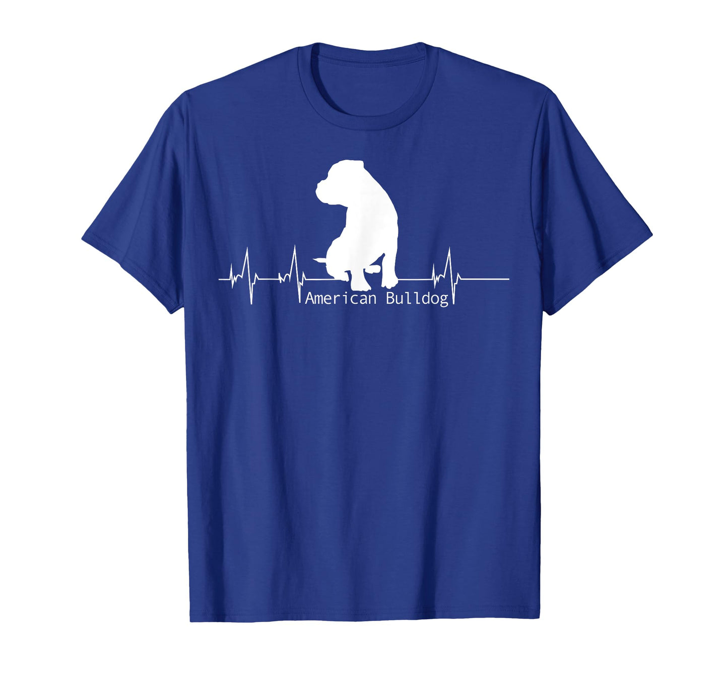 Lovemybello Hunde Designs American Bulldog Heartbeat T-Shirt - Men's Unisex Black Small Classic Fit Short Sleeve