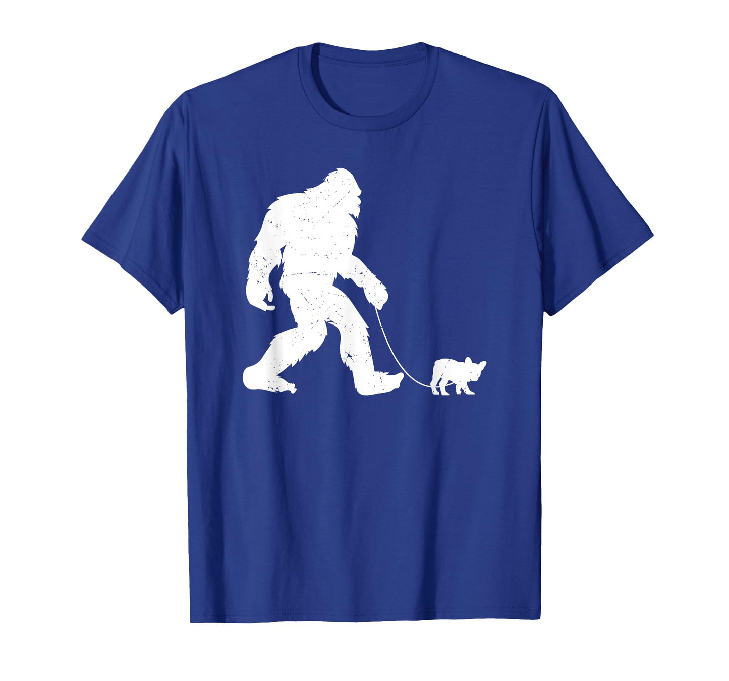 Bigfoot walking with a french bulldog funny T-Shirt