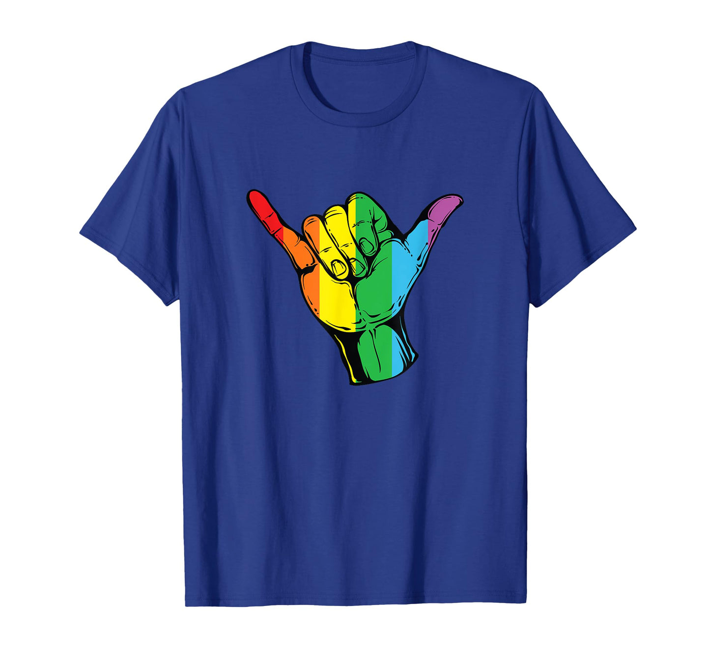 Gay Shaka Hand Sign Shirt Pride Month LGBT Flag Colors Shirt