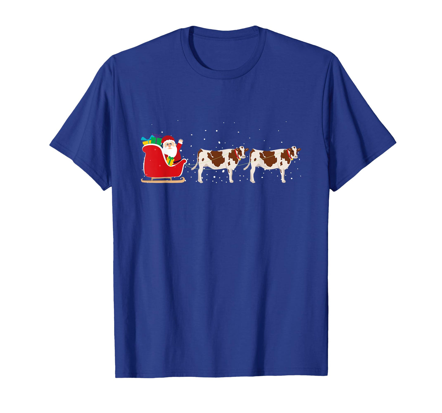 Cow Santa Christmas Sleigh - Funny Cow Xmas T-Shirt