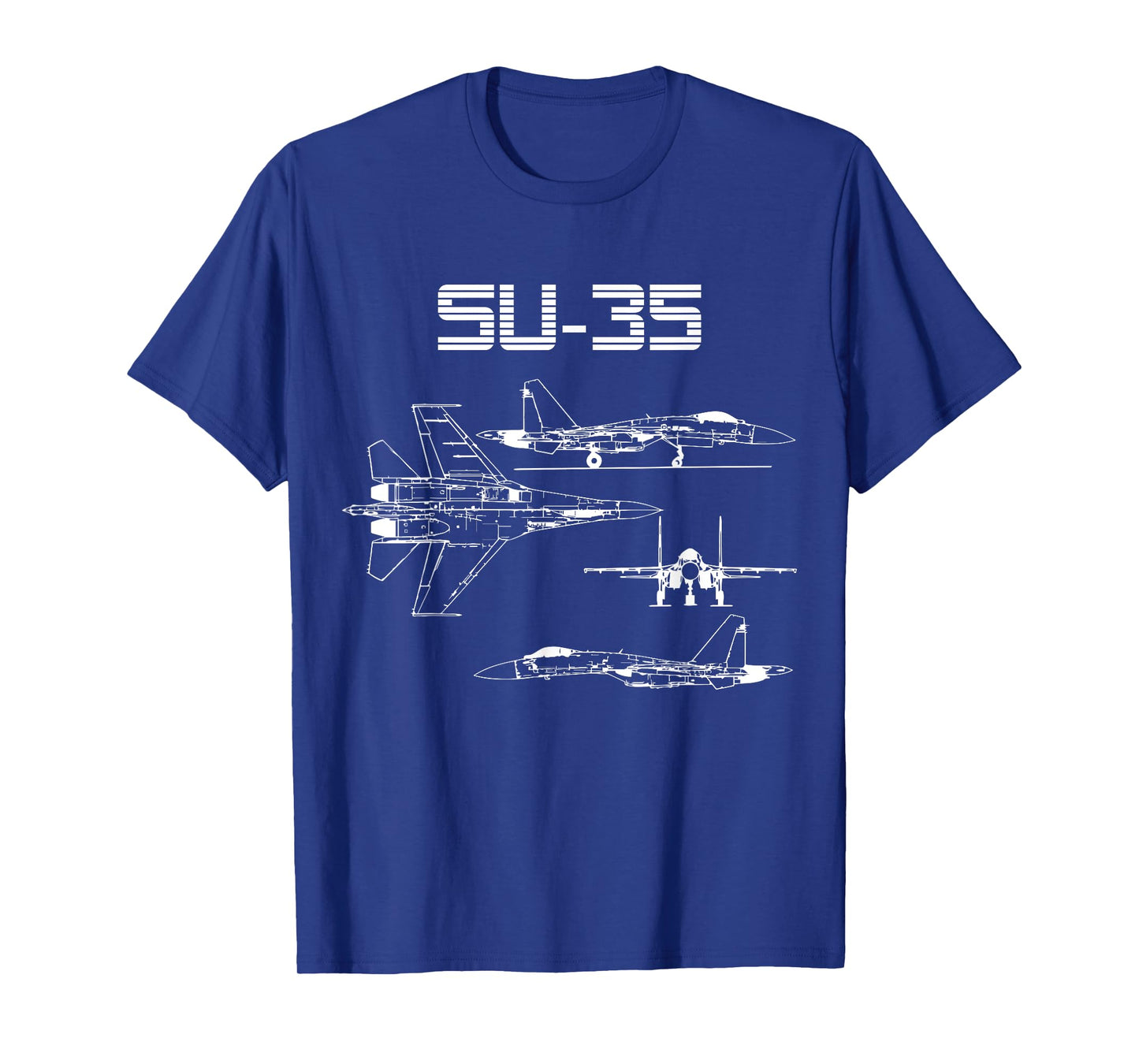 Su-35 Fighter Plane Warbird Blueprint Schematics Diagram T-Shirt