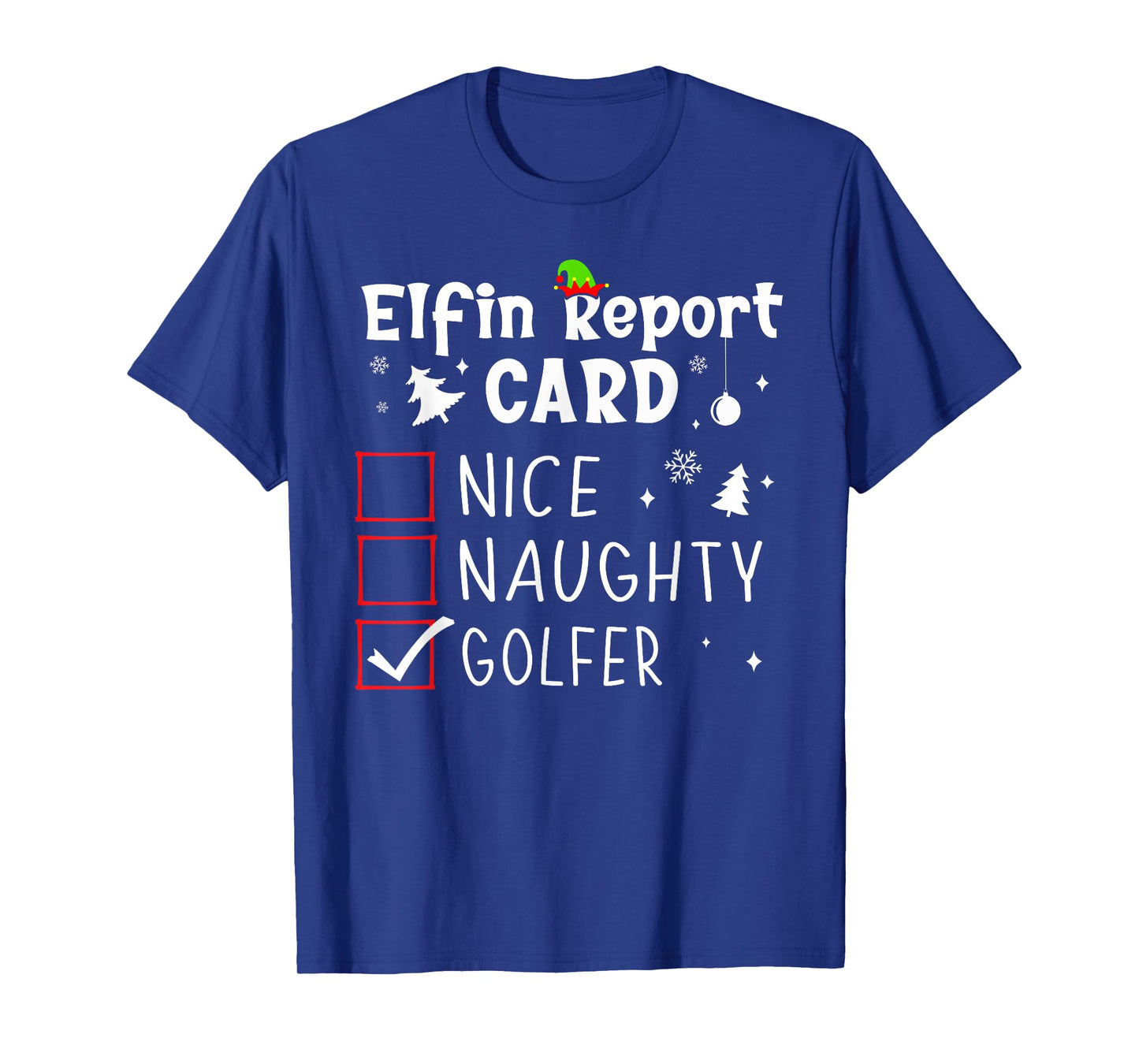 Golf Christmas Nice Naughty Funny Xmas List Golfer Golfing T-Shirt