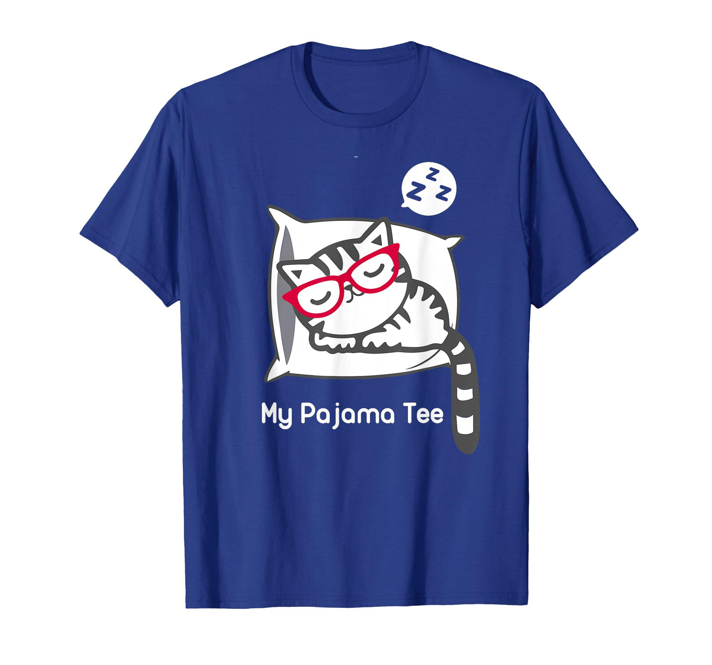 Cat Pajama Shirt Cute Sleeping Kitty with Glasses Pj T Shirt T-Shirt