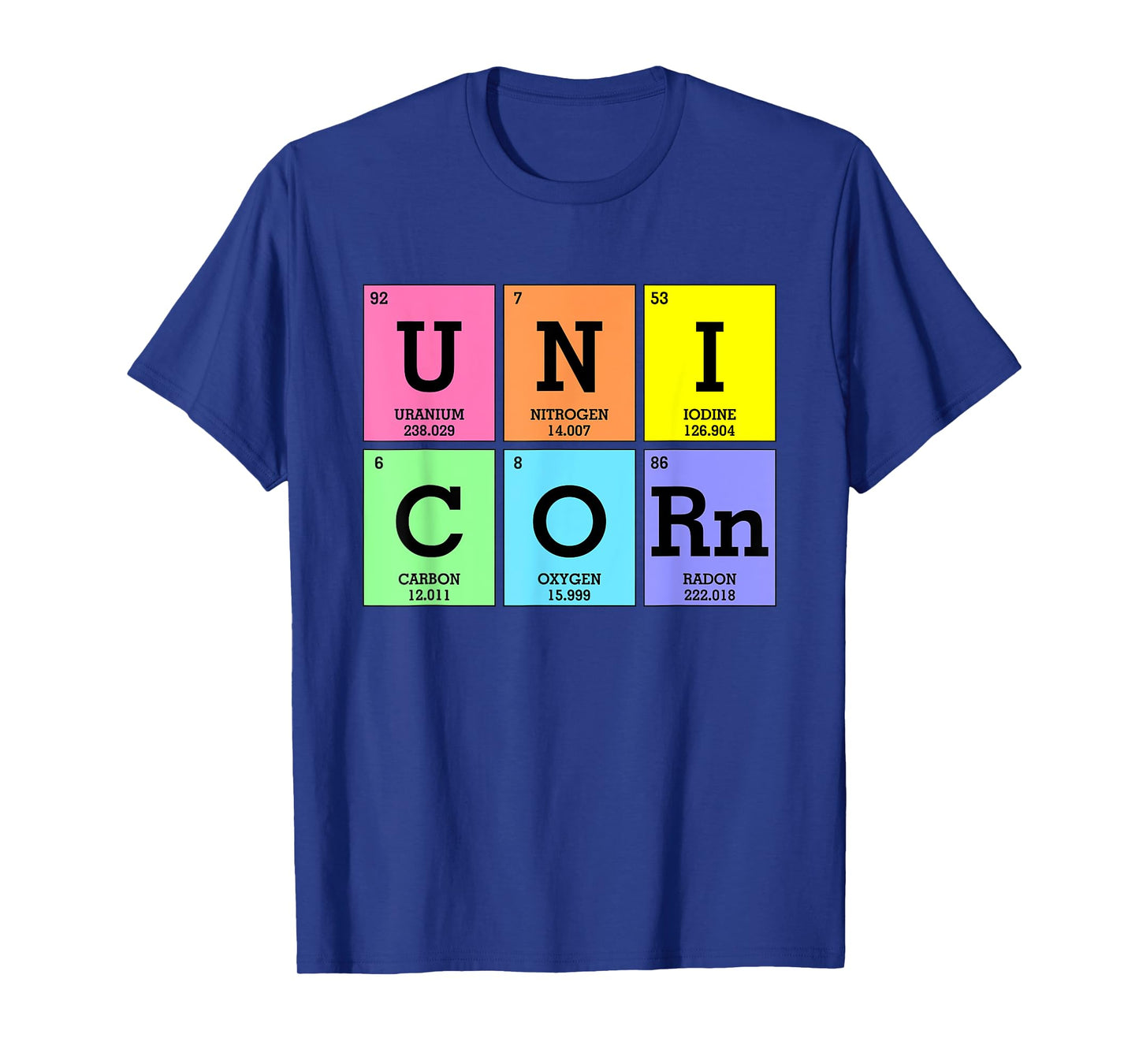 Cute Periodic Table of Elements Unicorn Rainbow Girl Kids T-Shirt