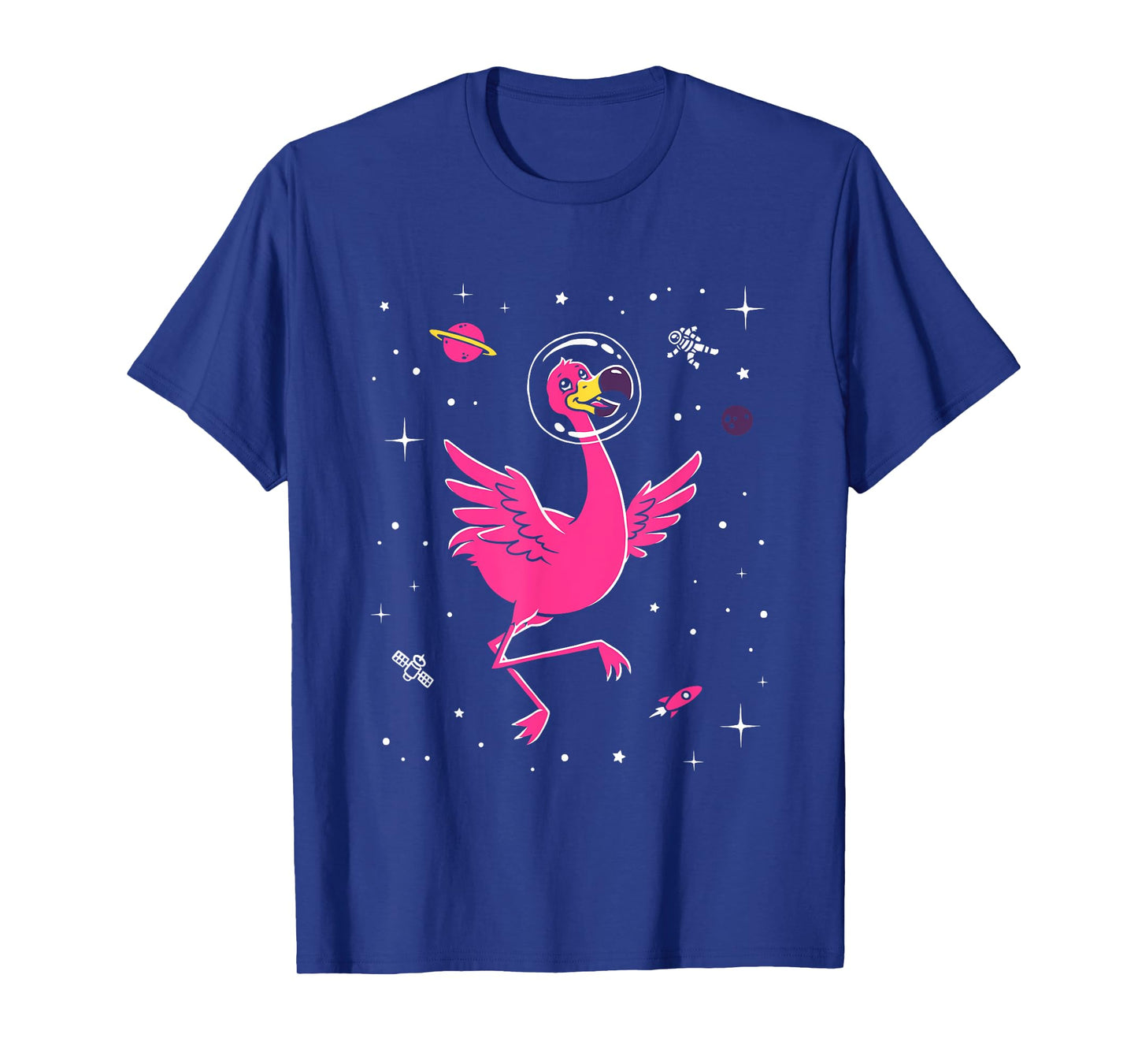 Flamingo In Space T-Shirt - Cute Cartoon Bird Tee