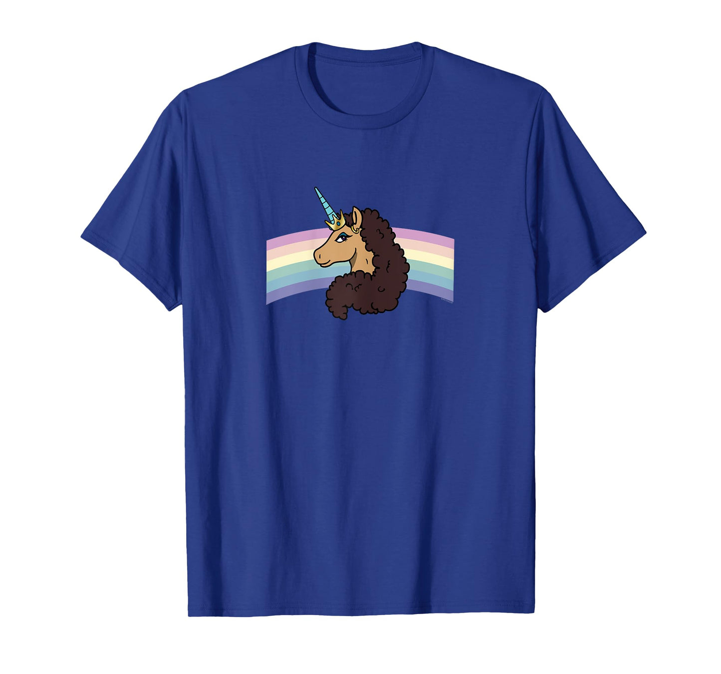 Afro Unicorn Divine Side View Rainbow Portrait T-Shirt