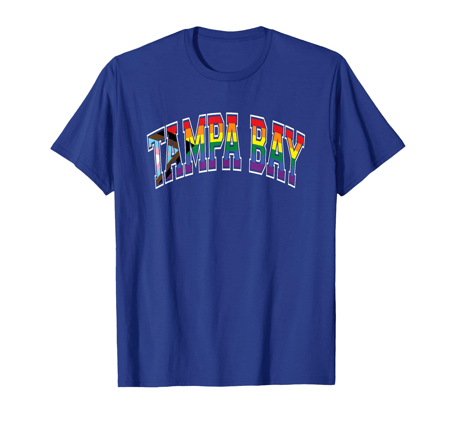 Tampa Bay Arched Text Progress Pride Pattern T-Shirt