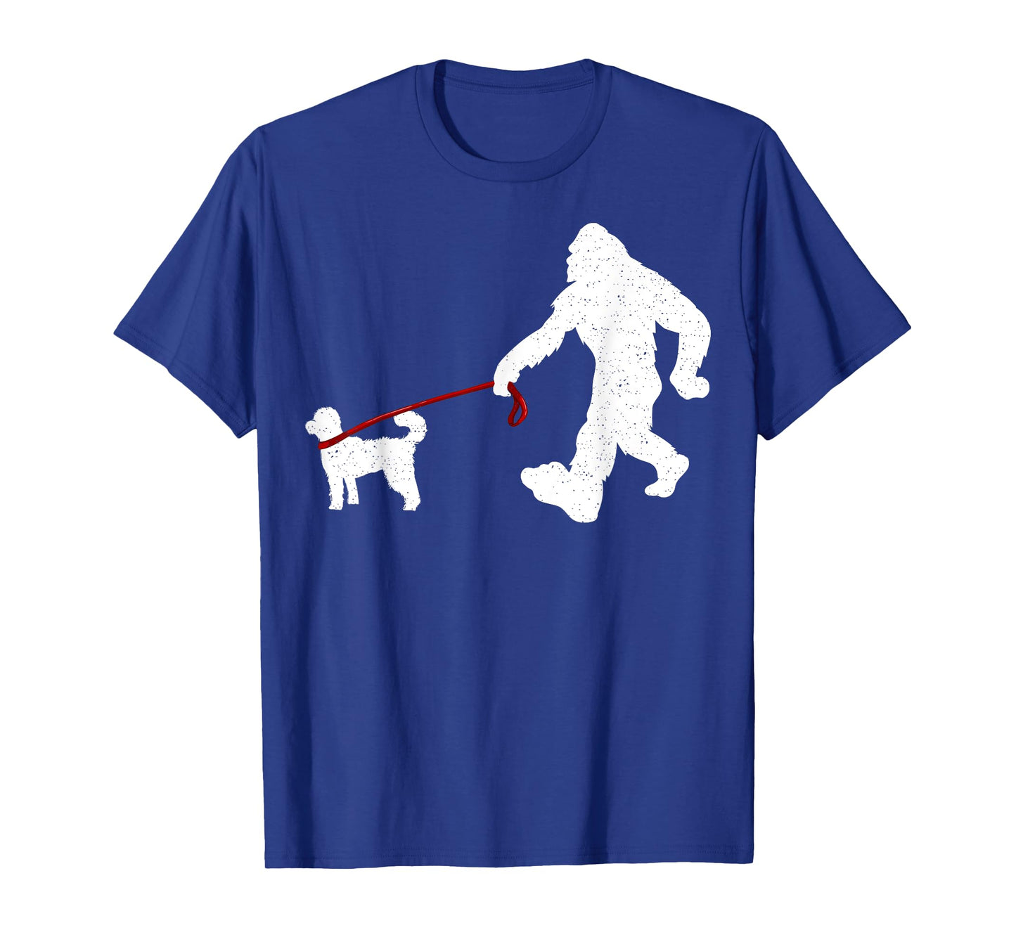 Funny Bigfoot Walking With Poodle Dog Gifts T-Shirt