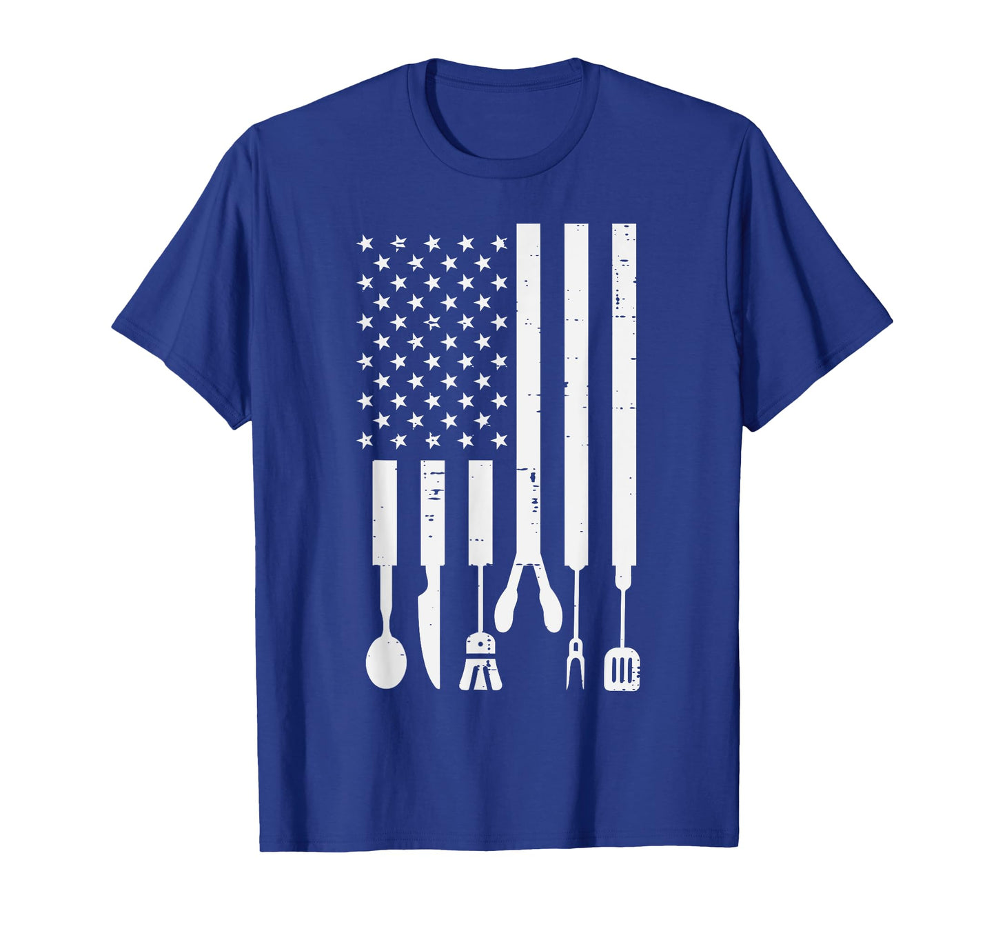 White US Flag Bbq Tools Vintage Grilling Smoking Patriotic T-Shirt