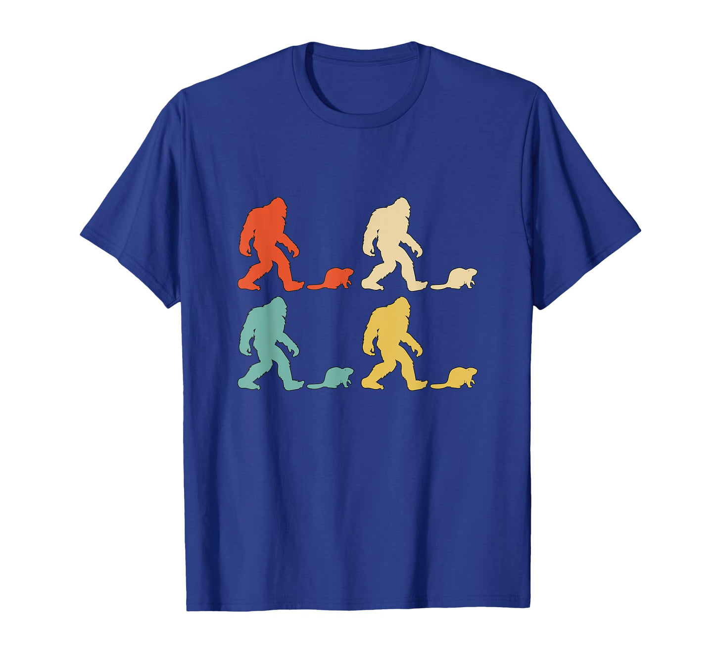 Retro Colors Bigfoot Beaver Gift Sasquatch Beaver T-Shirt